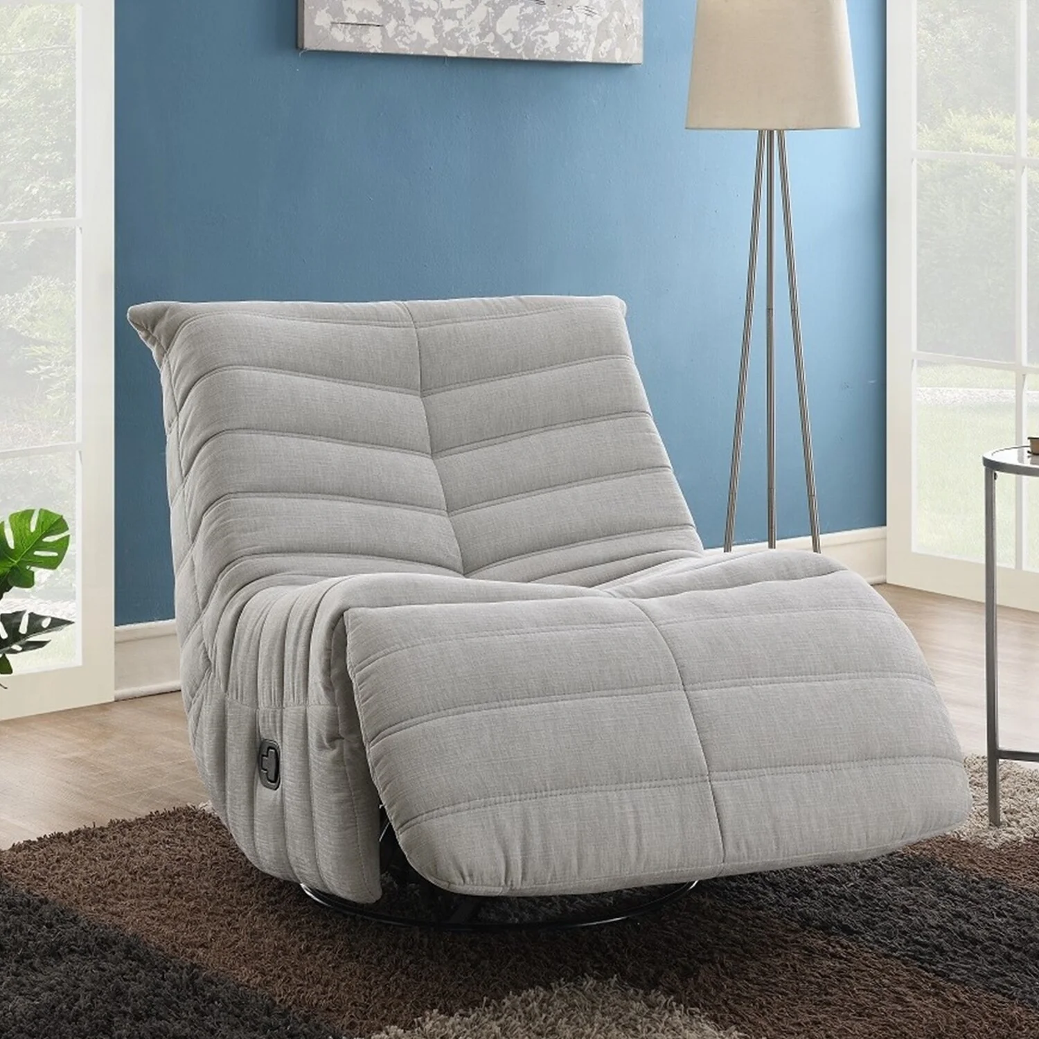 Chenille Upholstered Manual Recliner with Swivel