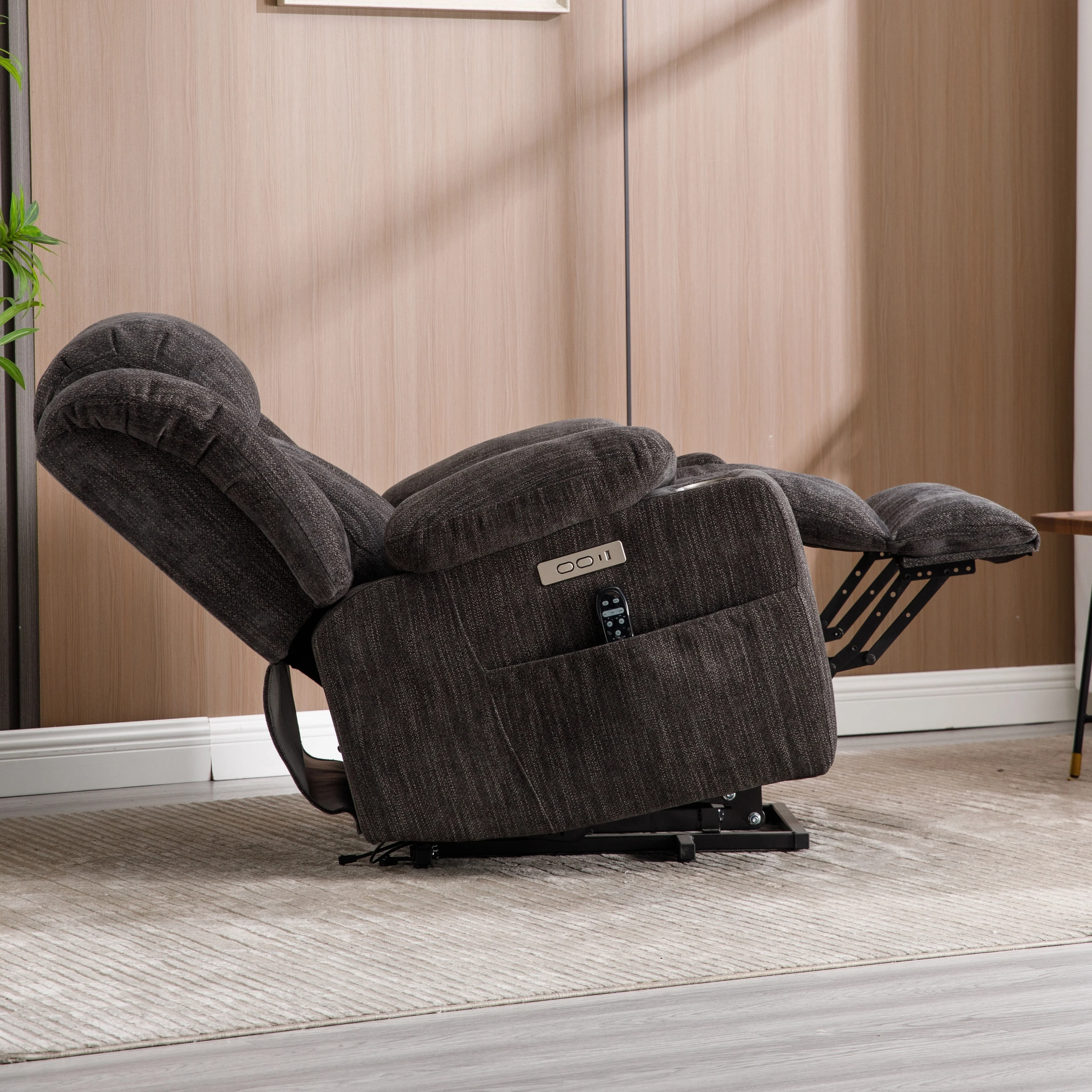 Electric Lift Recliner with Targeted Massage, Lumbar Heating, Dual USB Charging, and Stainless Steel Cup Holders