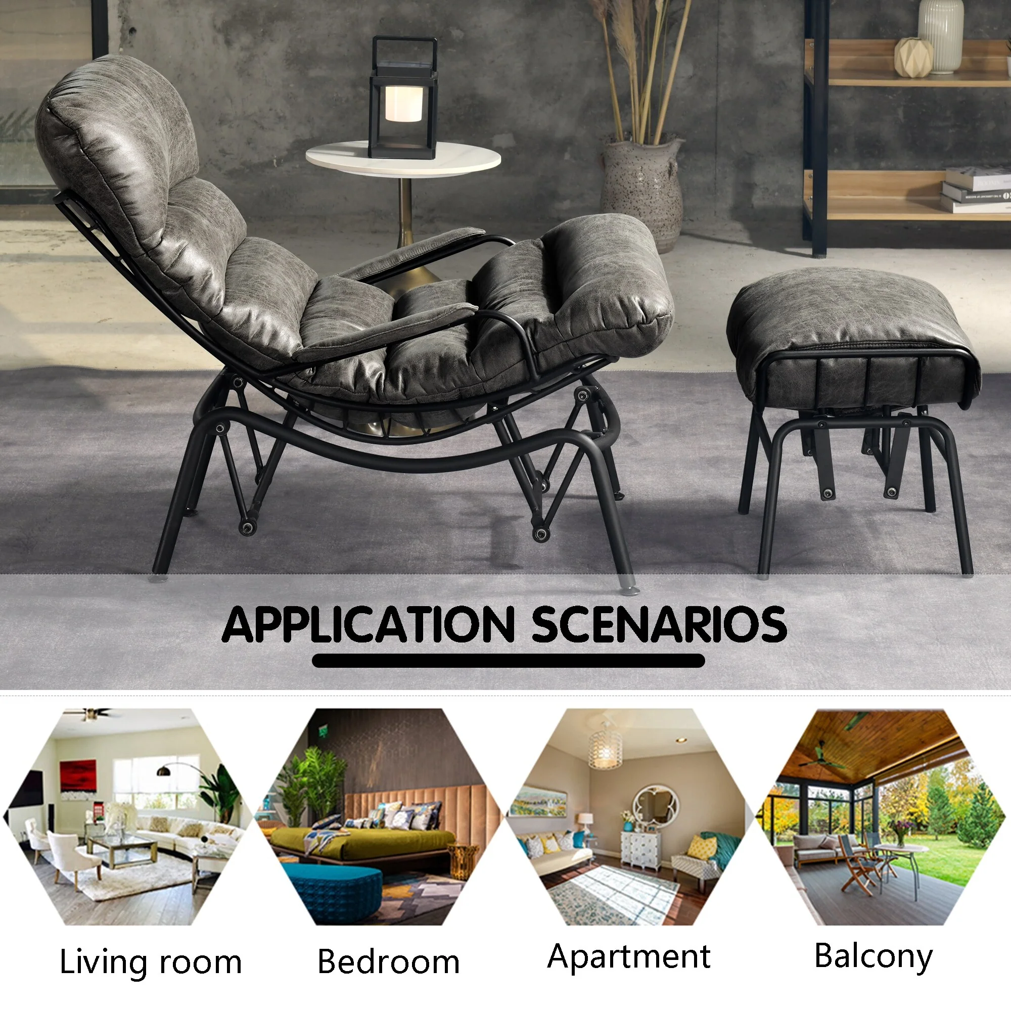 OVIOS Living Room Accent Chair Rocking Recliner Chair with Ottoman