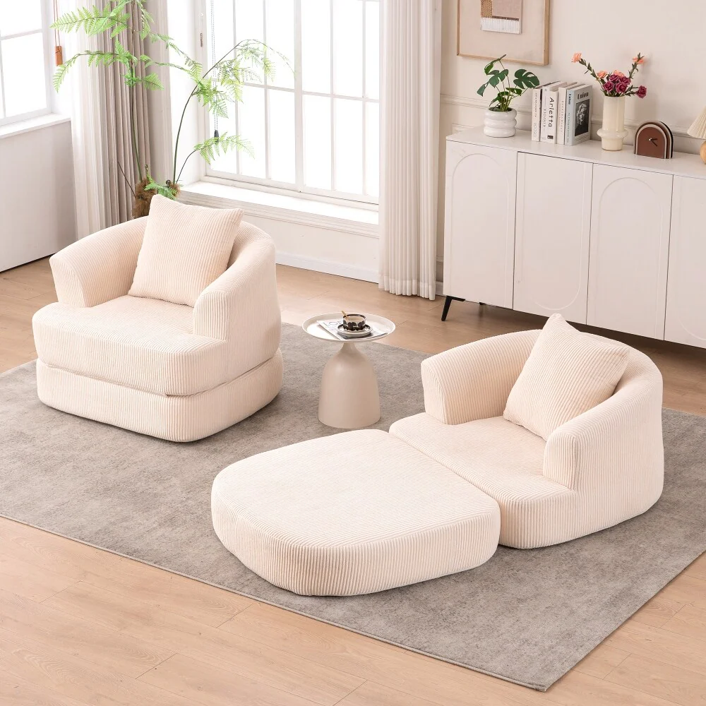 Corduroy Foldable Single Recliner Sofa