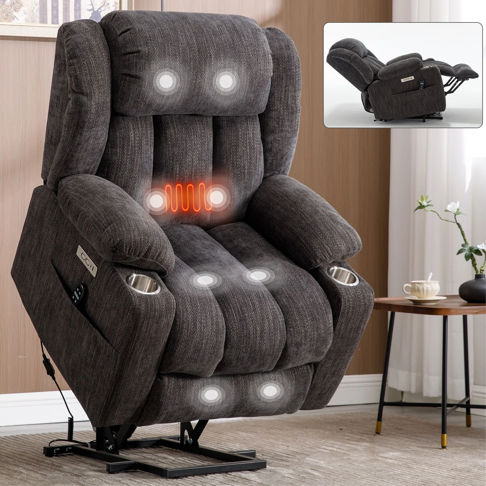 Chenille Power Lift Recliner Chair
