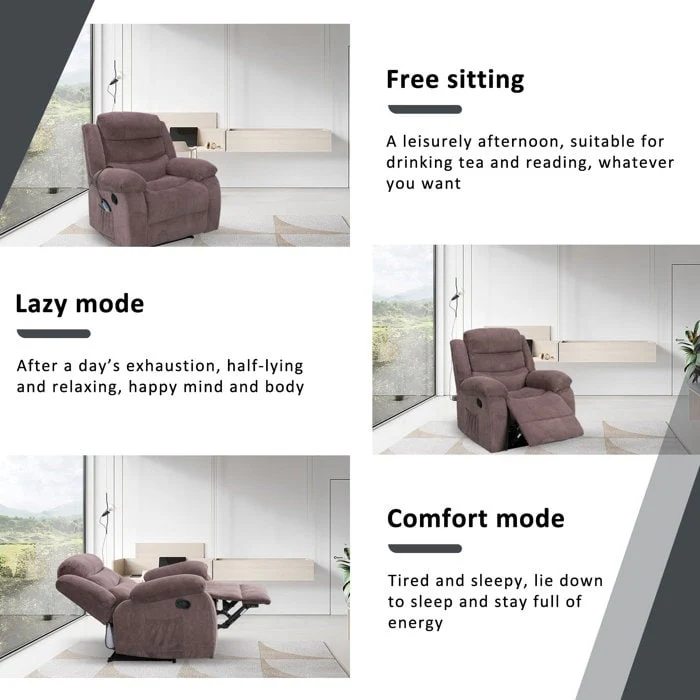 Super Soft Manual Heated and Massage Recliner Chair
