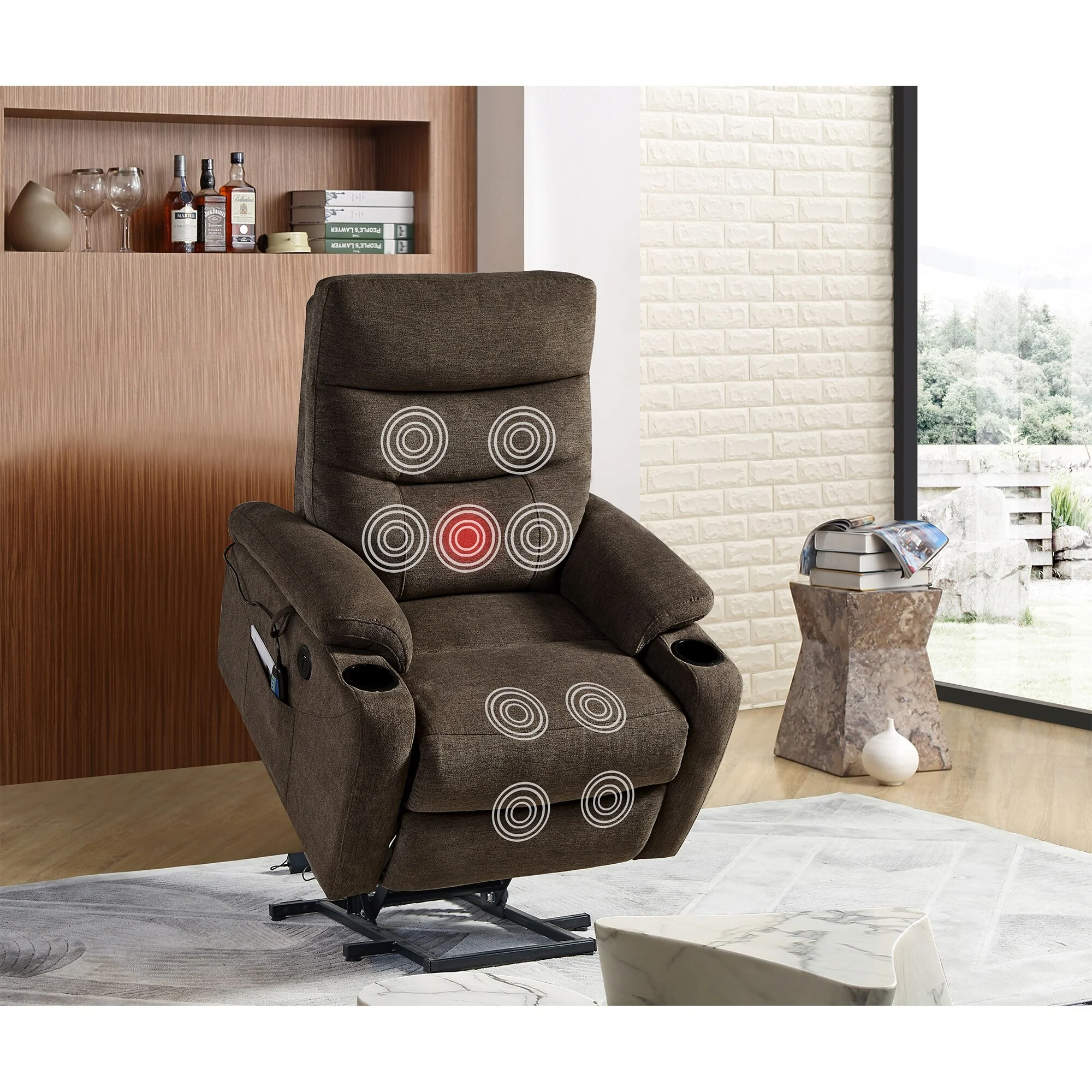 Electric Lift Massage Recliner with Lumbar Heat, 350?lbs & 45��-165�� Recline