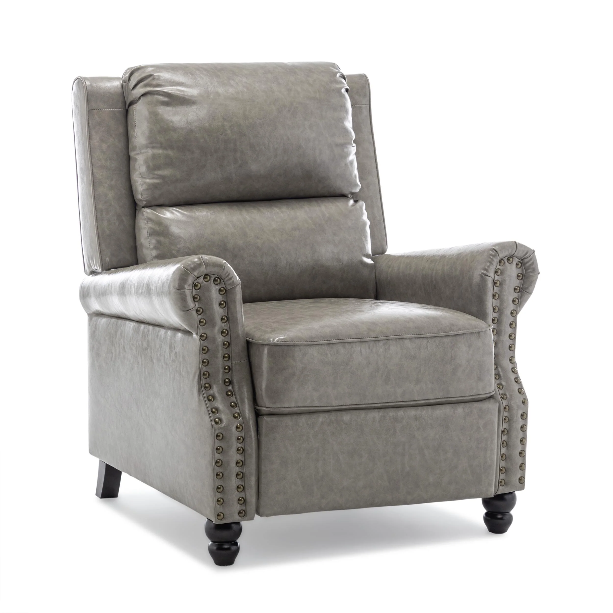 2 Set Nail-head Padded Seat Pushback Recliner Chair