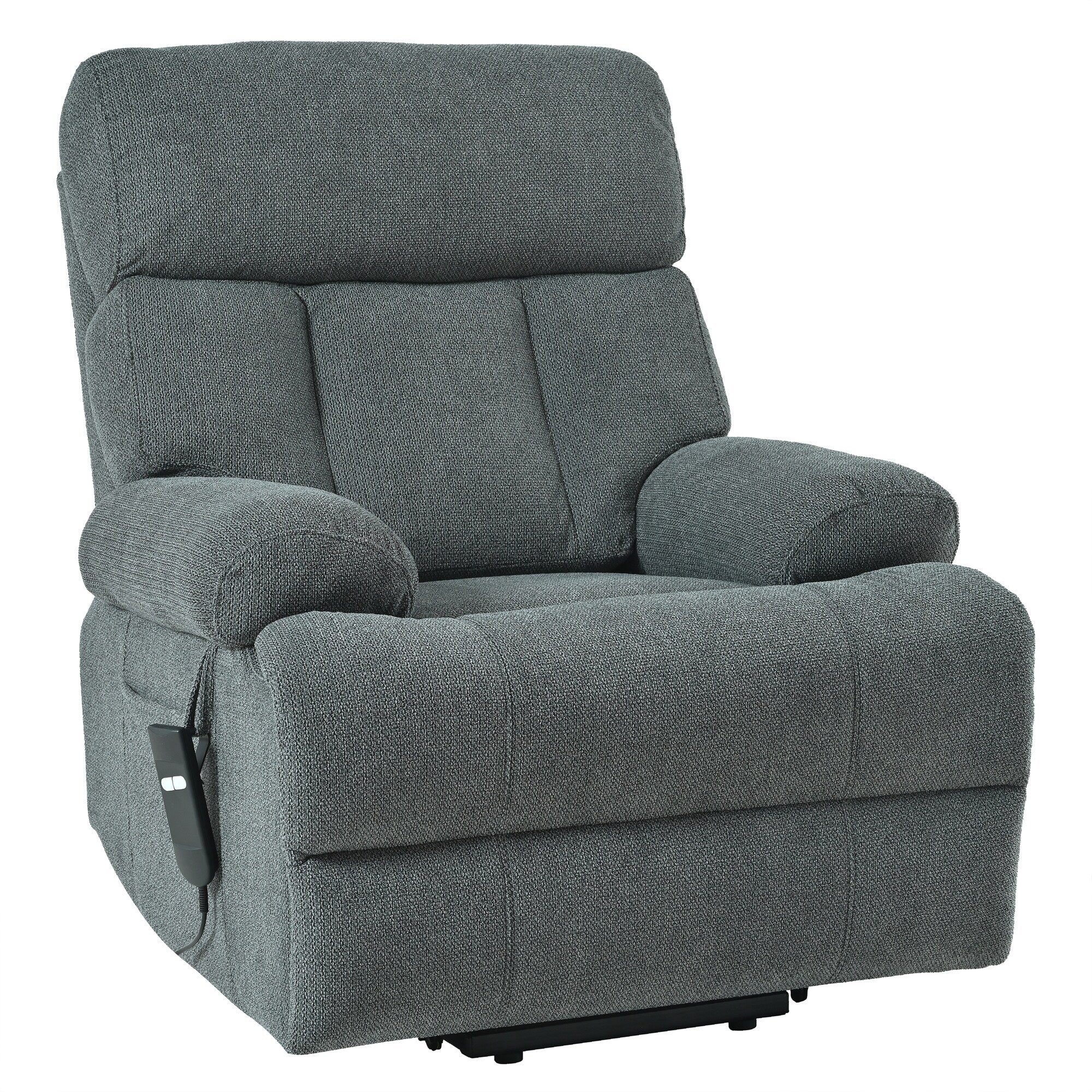 Flannel Power Lift Recliner with Side Pocket