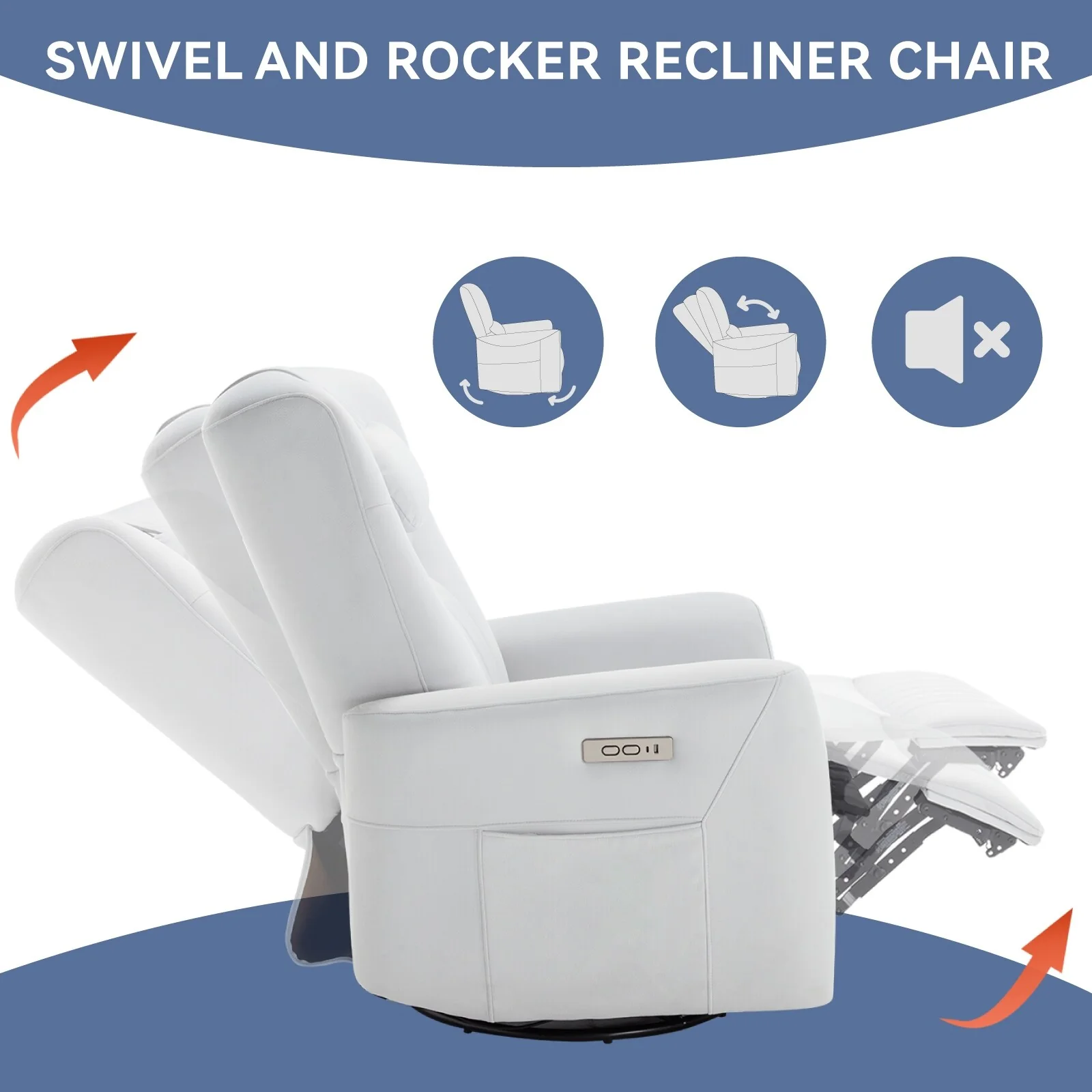 Swivel and Rocker Power Recliner Chair with Lumbar