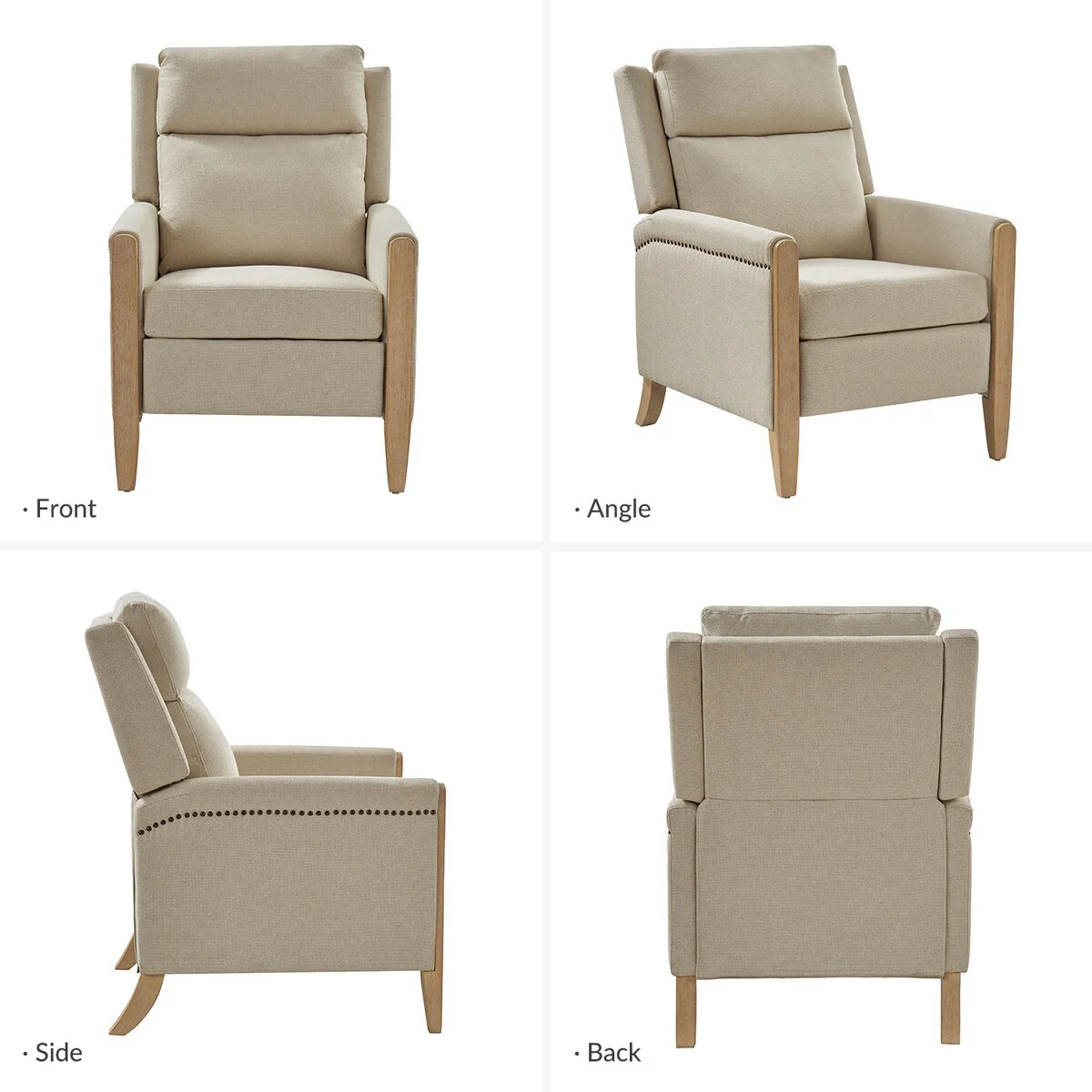 Suares Transitional Nailhead Manual Recliner with Solid Wood Legs Set of 2 by HULALA HOME