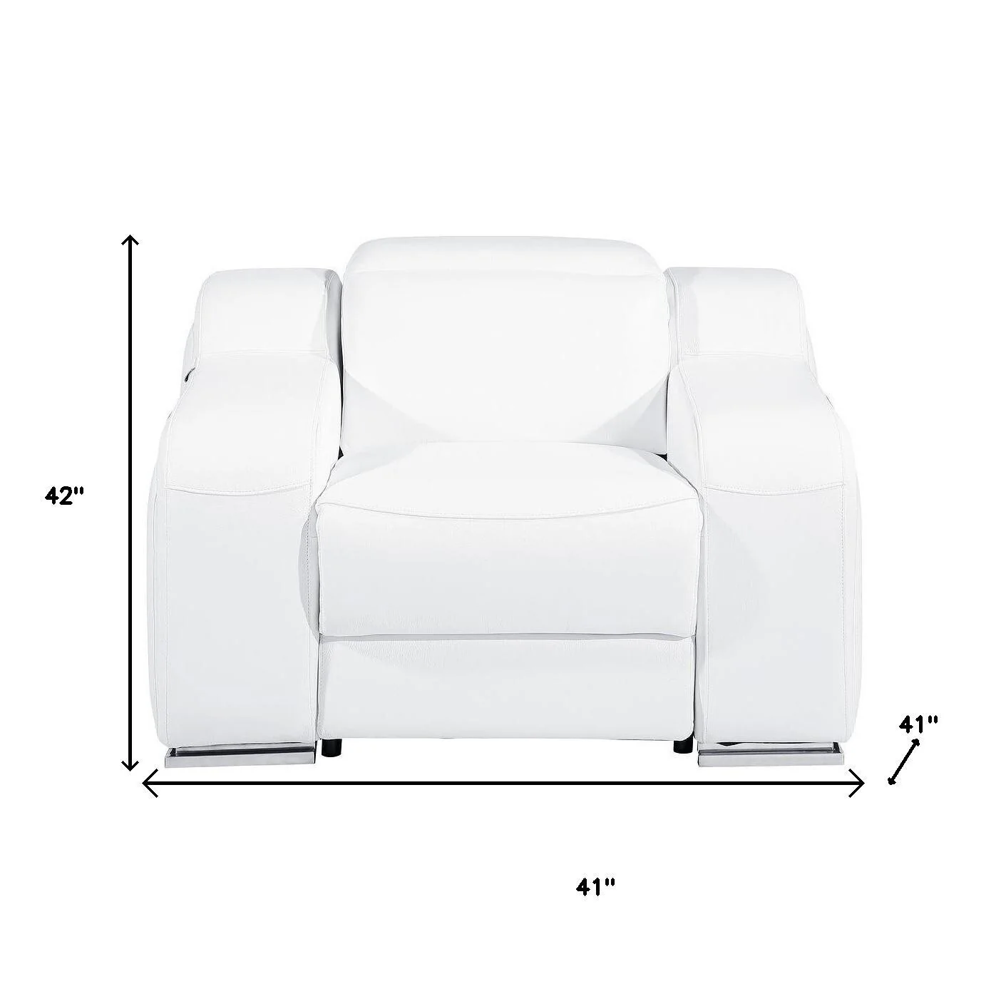 HomeRoots 41 White Italian Leather Wall Hugger Recliner With USB