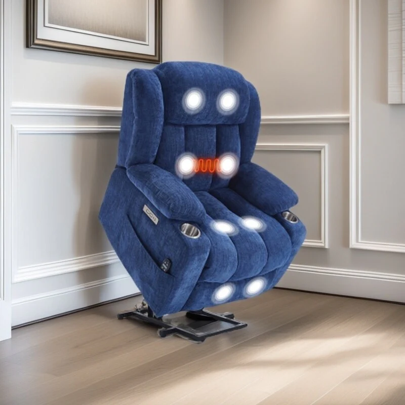 Power Lift Recliner with Massage, Heat, USB & Type-C Charging Ports, Stainless Steel Cup Holders