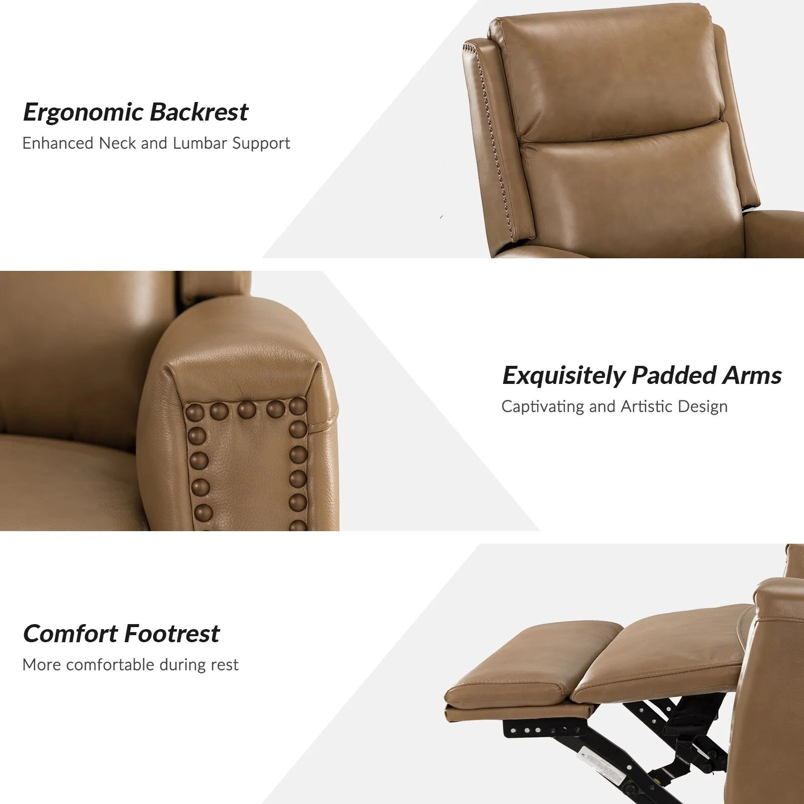 Fiacro 30.31Wide Modern Genuine Leather Wingback Swivel Rocker Recliner with Nailhead Trims, Set of 2