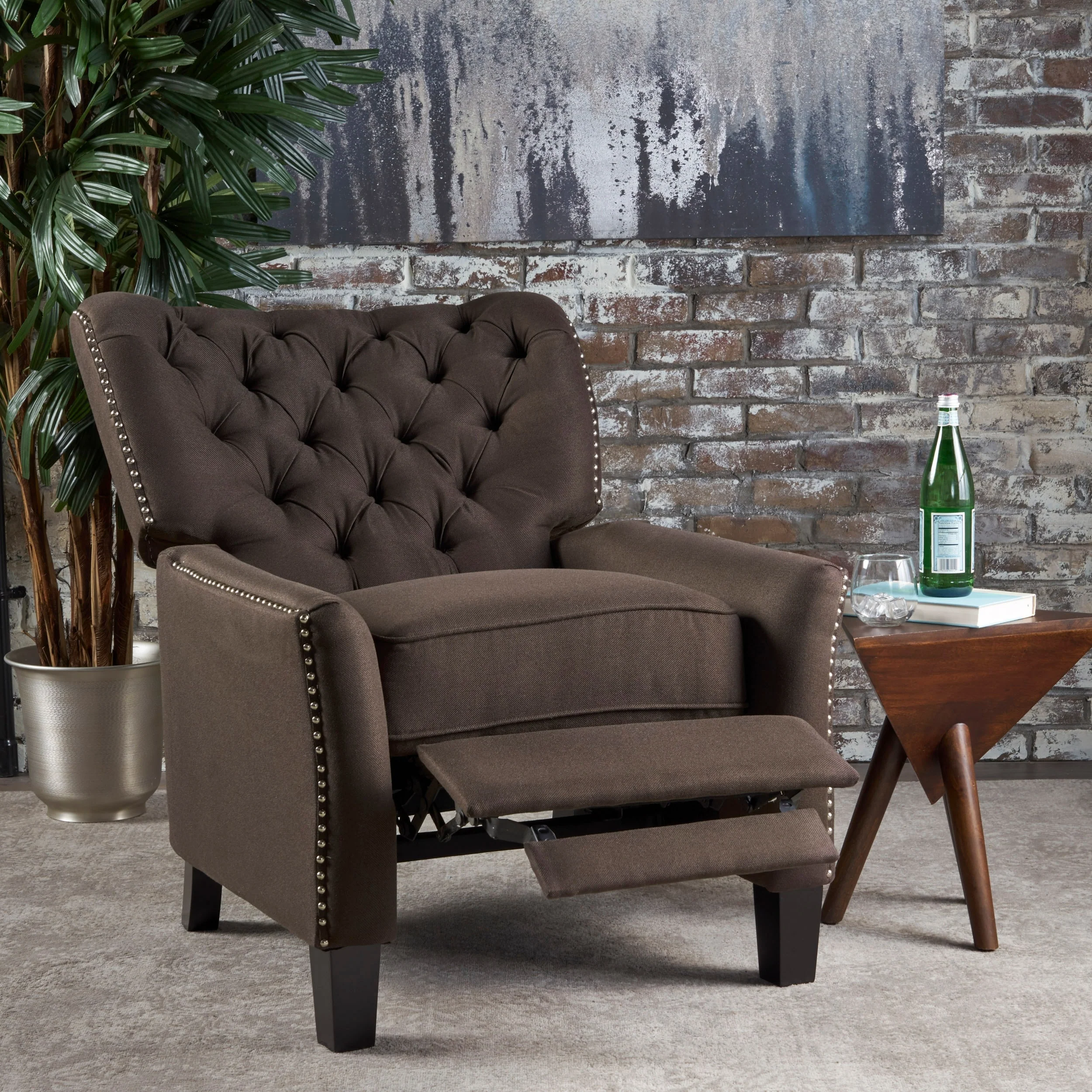 Cerelia Tufted Fabric Recliner by Christopher Knight Home