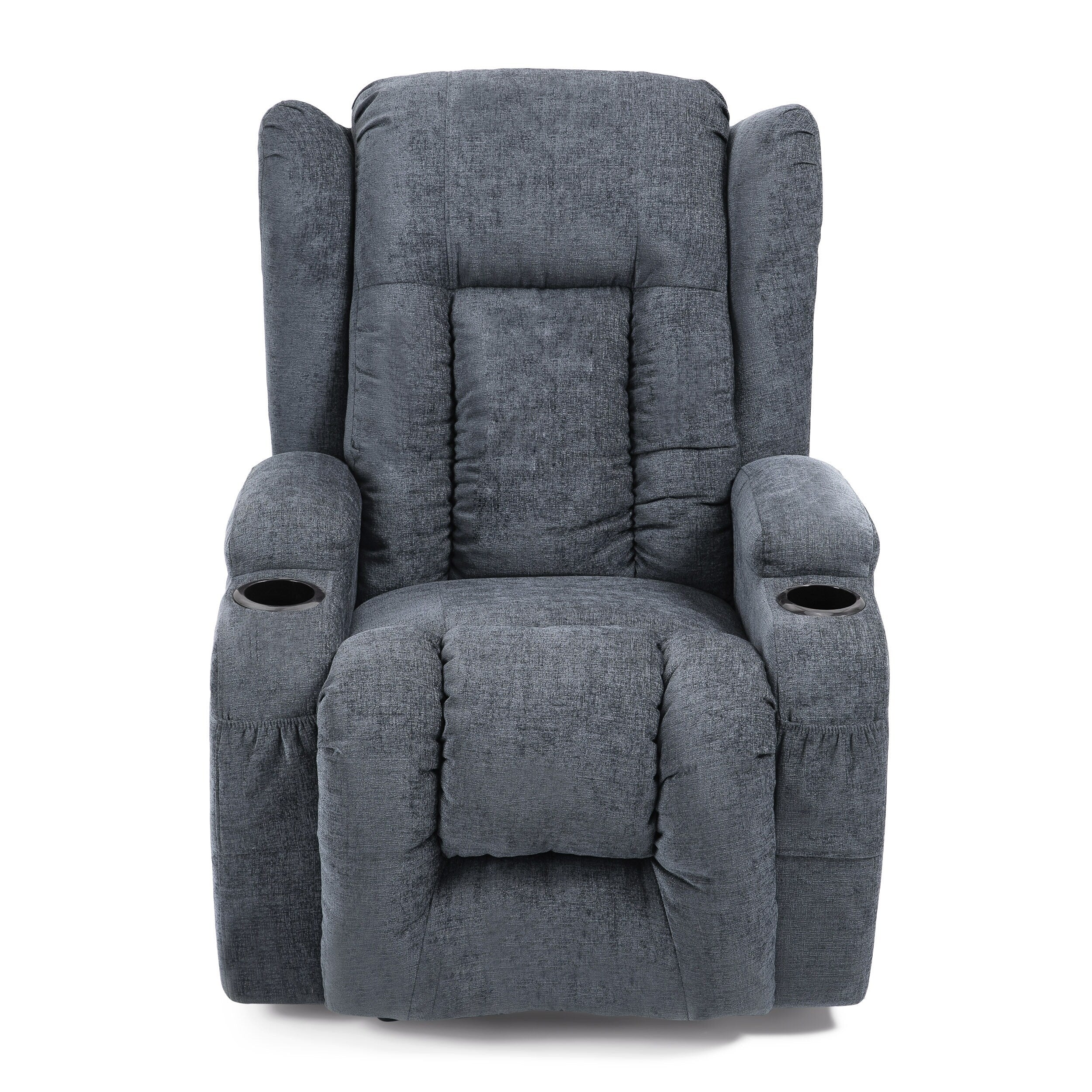 Brown Massage Recliner Chair with Heating, 5 Massage Modes, Cup Holders, Remote Control, and Manual Reclining Function