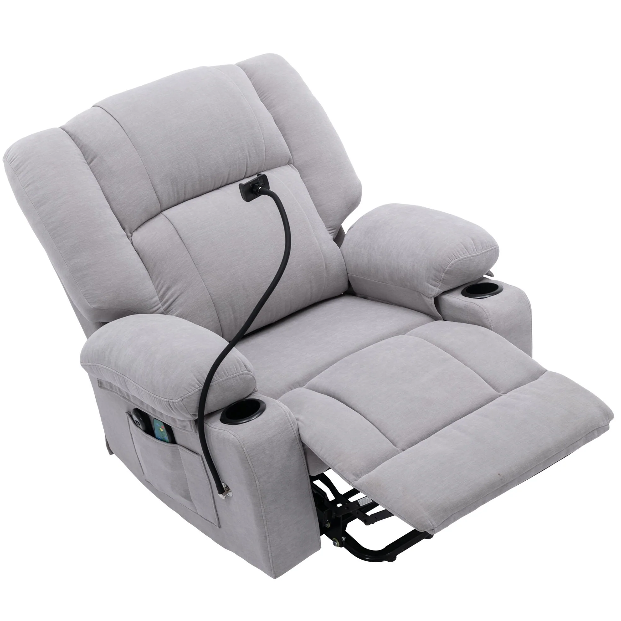 Grey Electric Power Lift Recliner Chair with Massage, Heating, Cup Holders & 360�� Swivel Phone Holder, Adjustable Recline