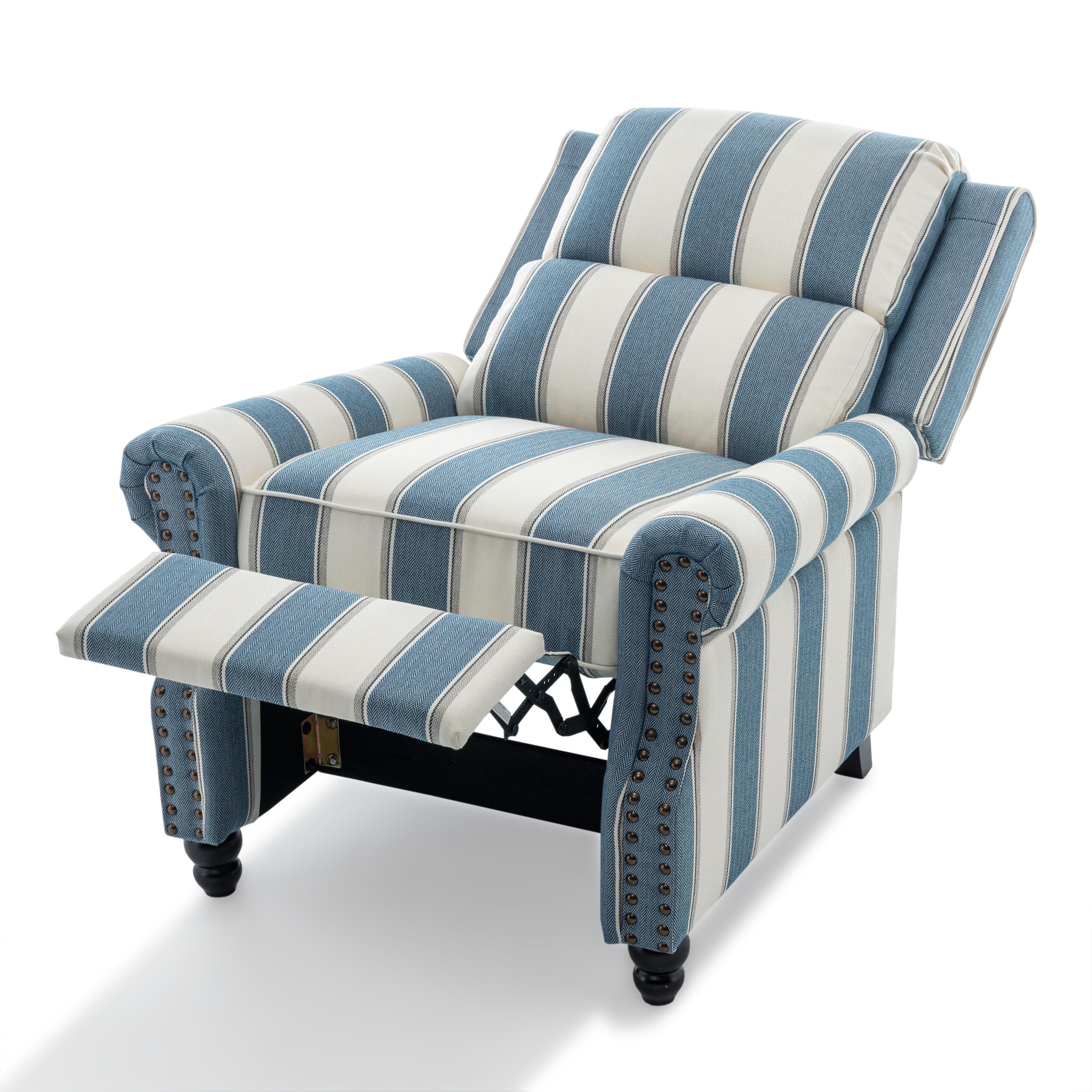 2 Set Manual Pushback Recliner Chair with Nailhead Trim