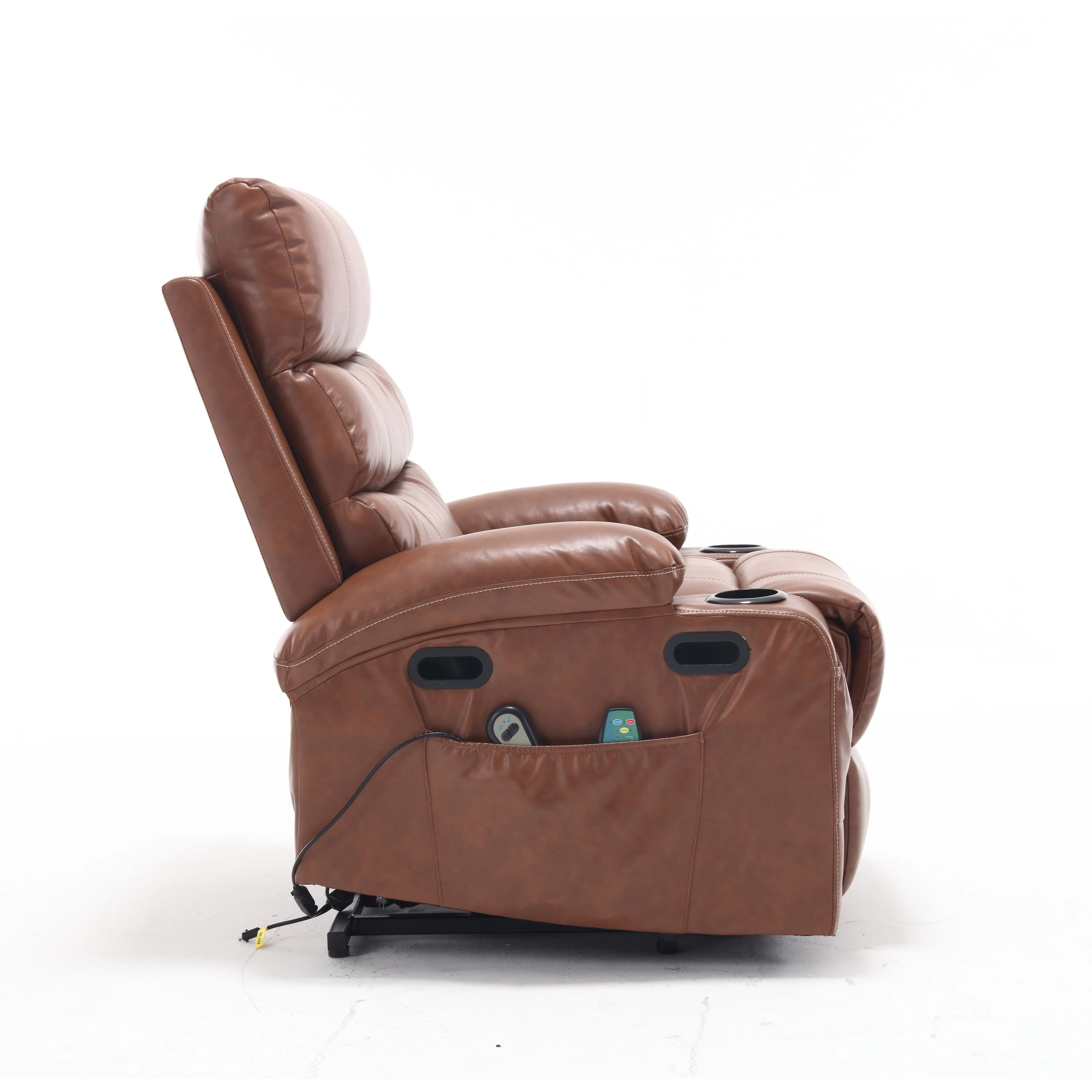 PU Leather Power Lift Recliner with Massage, Heating & Cup Holders