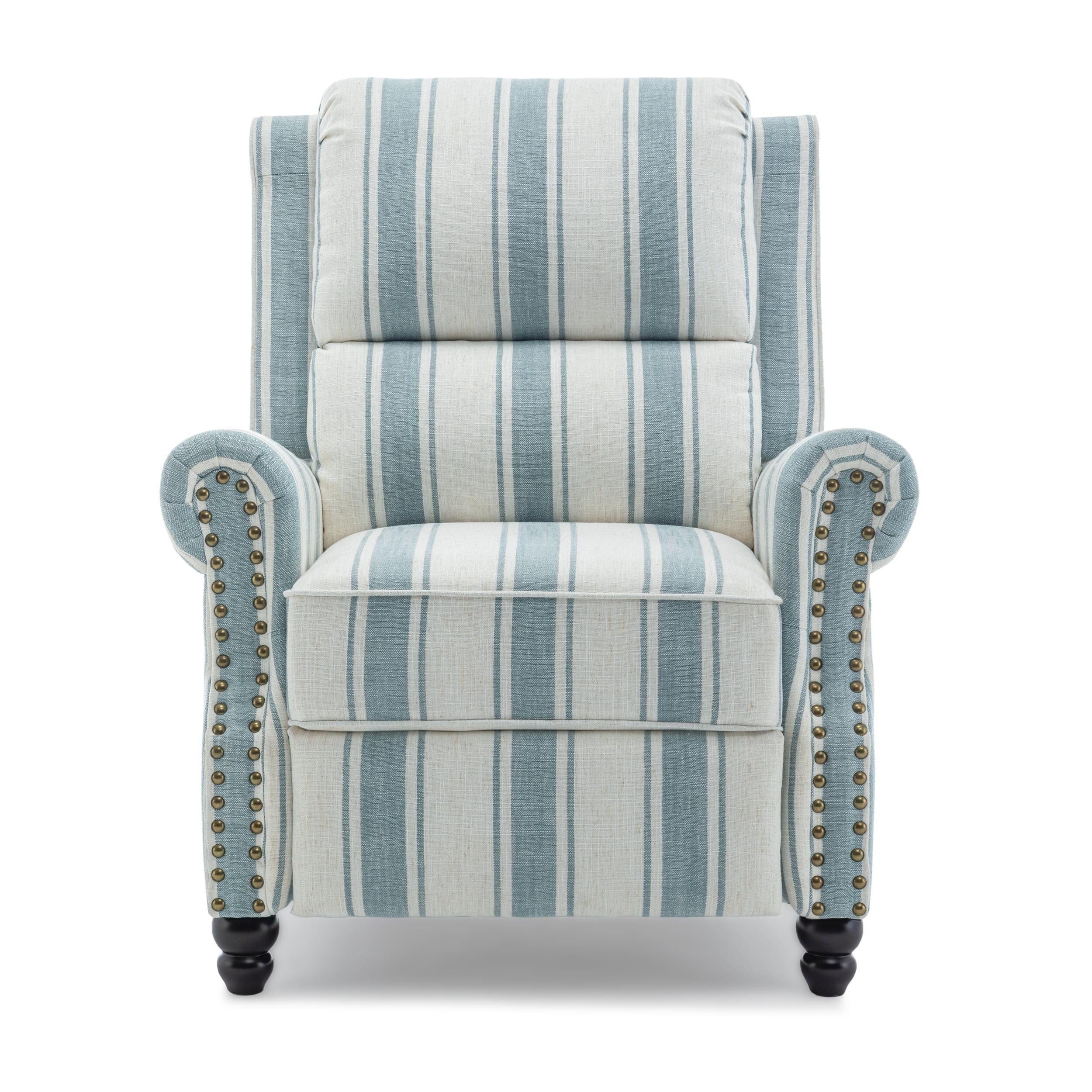 2 Set Nail-head Padded Seat Pushback Recliner Chair