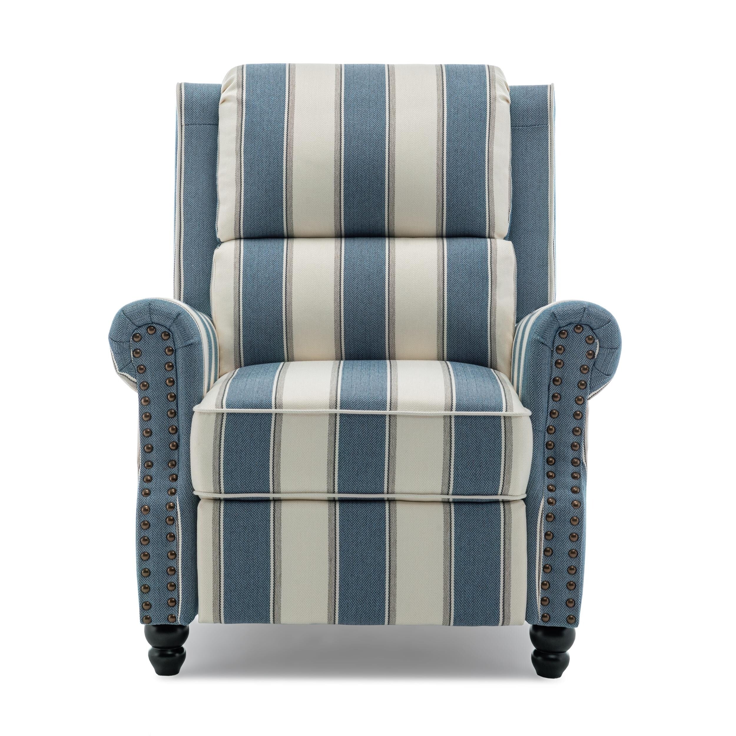 2 Set Nail-head Padded Seat Pushback Recliner Chair