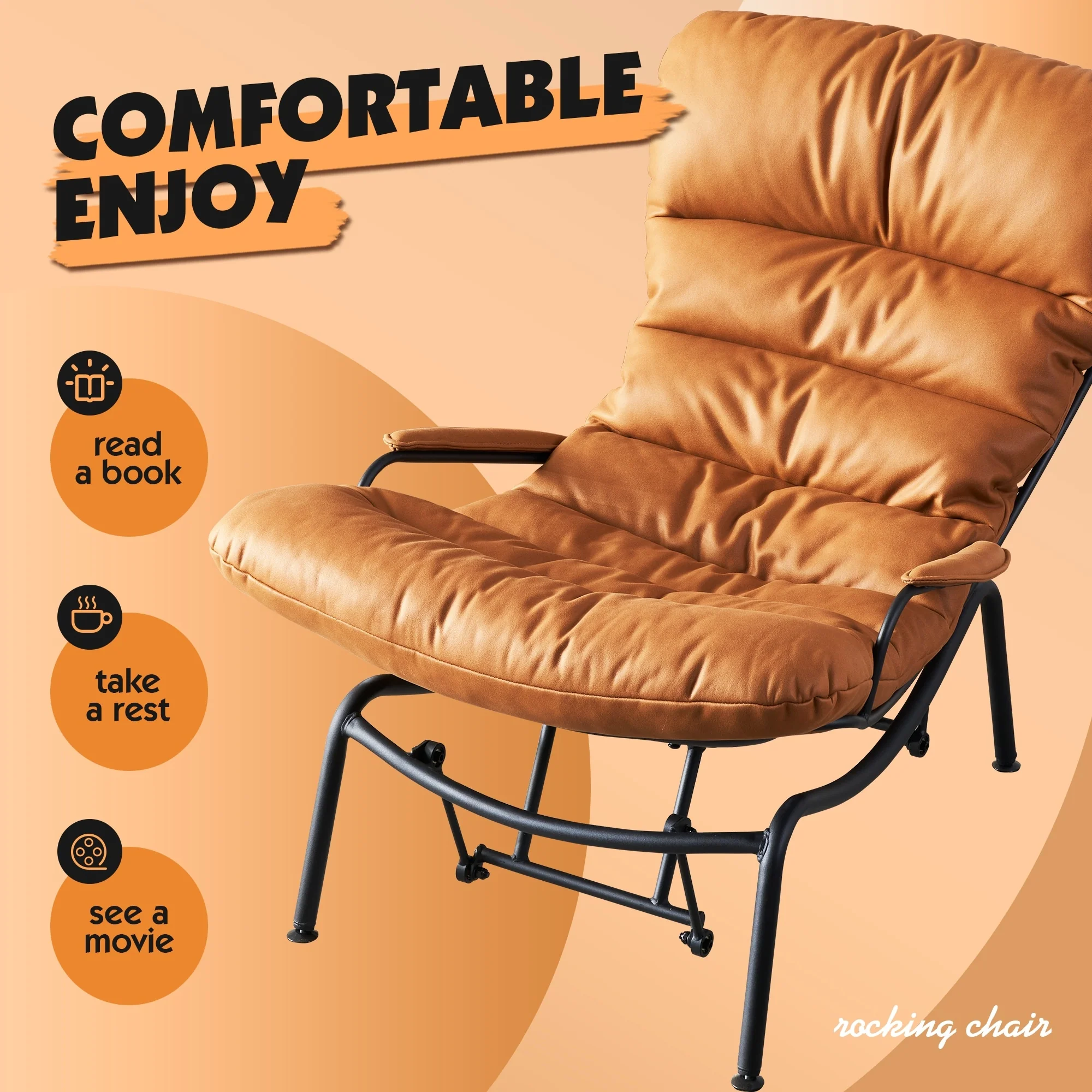 OVIOS Living Room Accent Chair Rocking Recliner Chair with Ottoman