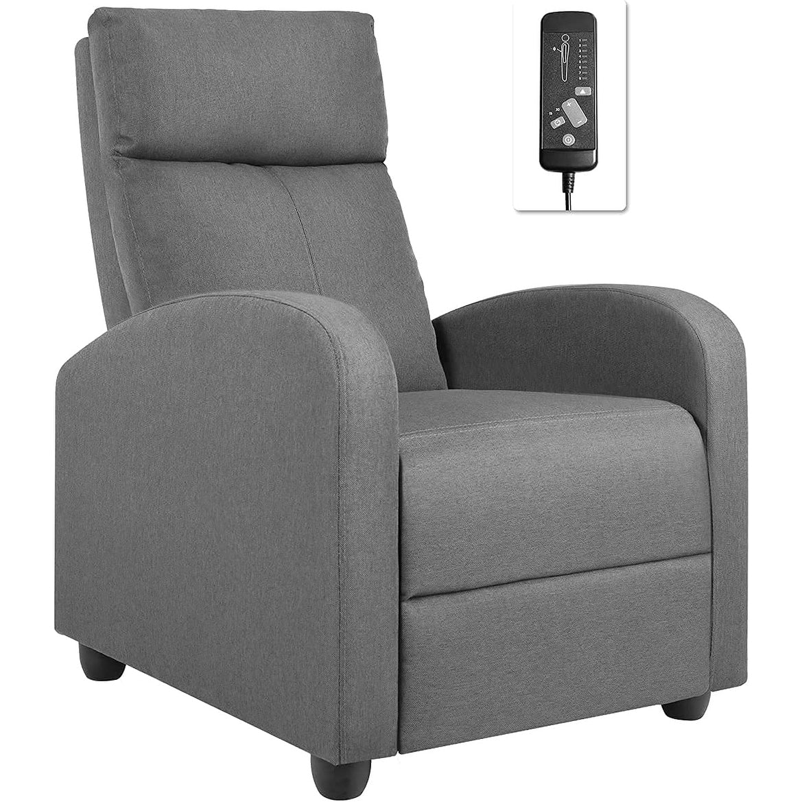 Furniwell Massage Recliner Thick Padded Single Linen Fabric Recliner