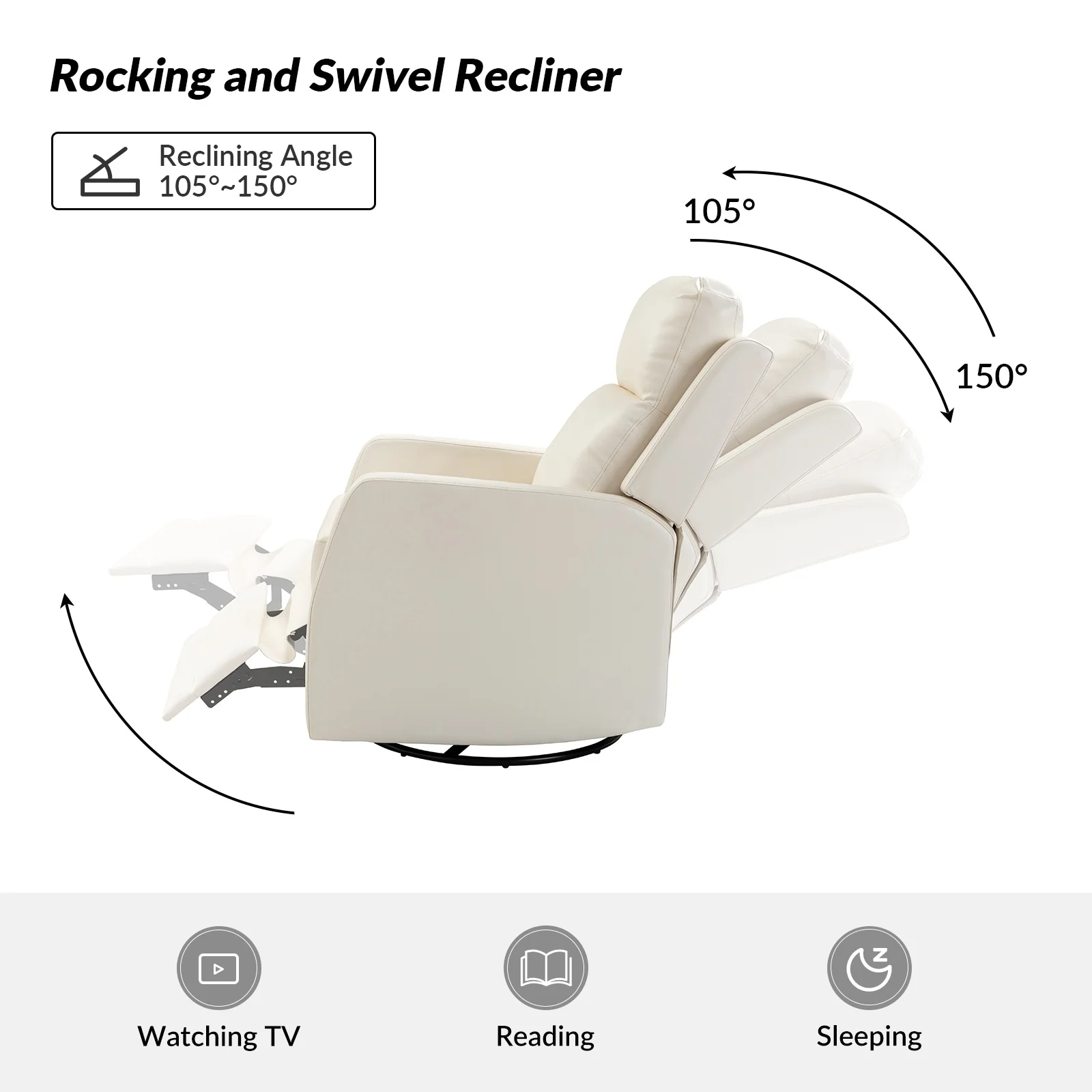 Esteban Modern Faux Leather Manual Rocking Swivel Recliner with Wingback