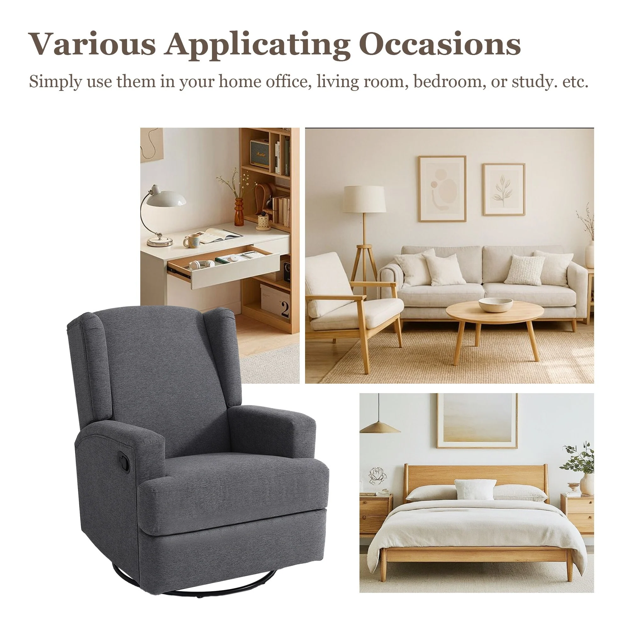 31'' W Manual Glider Swivel Glider Rocker Recliner Nursery Set of 2