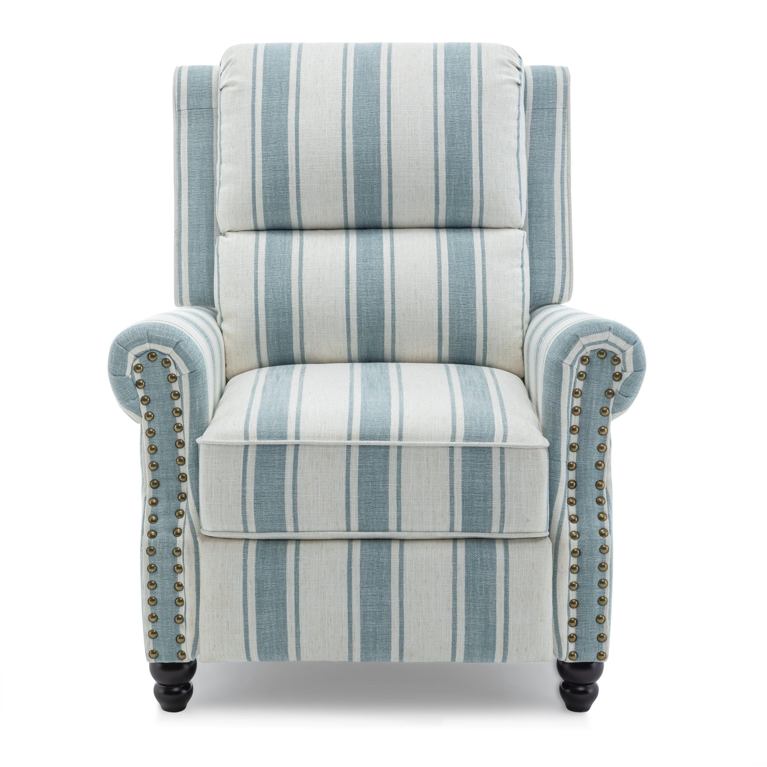 Mid-Century Nailhead PU Leather Linen Recliner