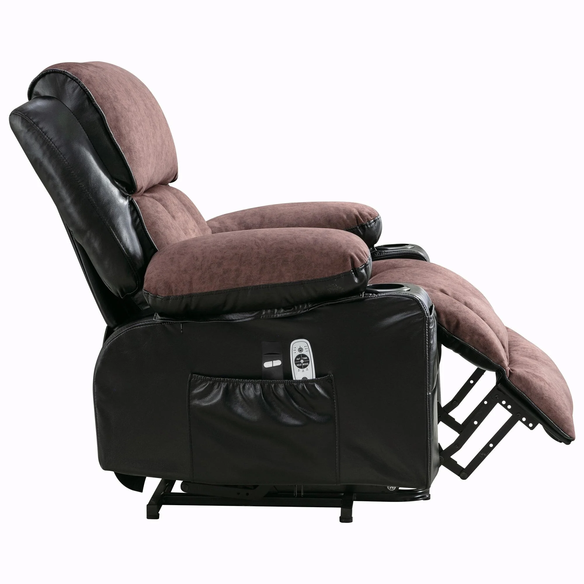 Power Electric Massage Lift Lounge Chair with Heating and Vibration Functions, Fleece Leather with USB