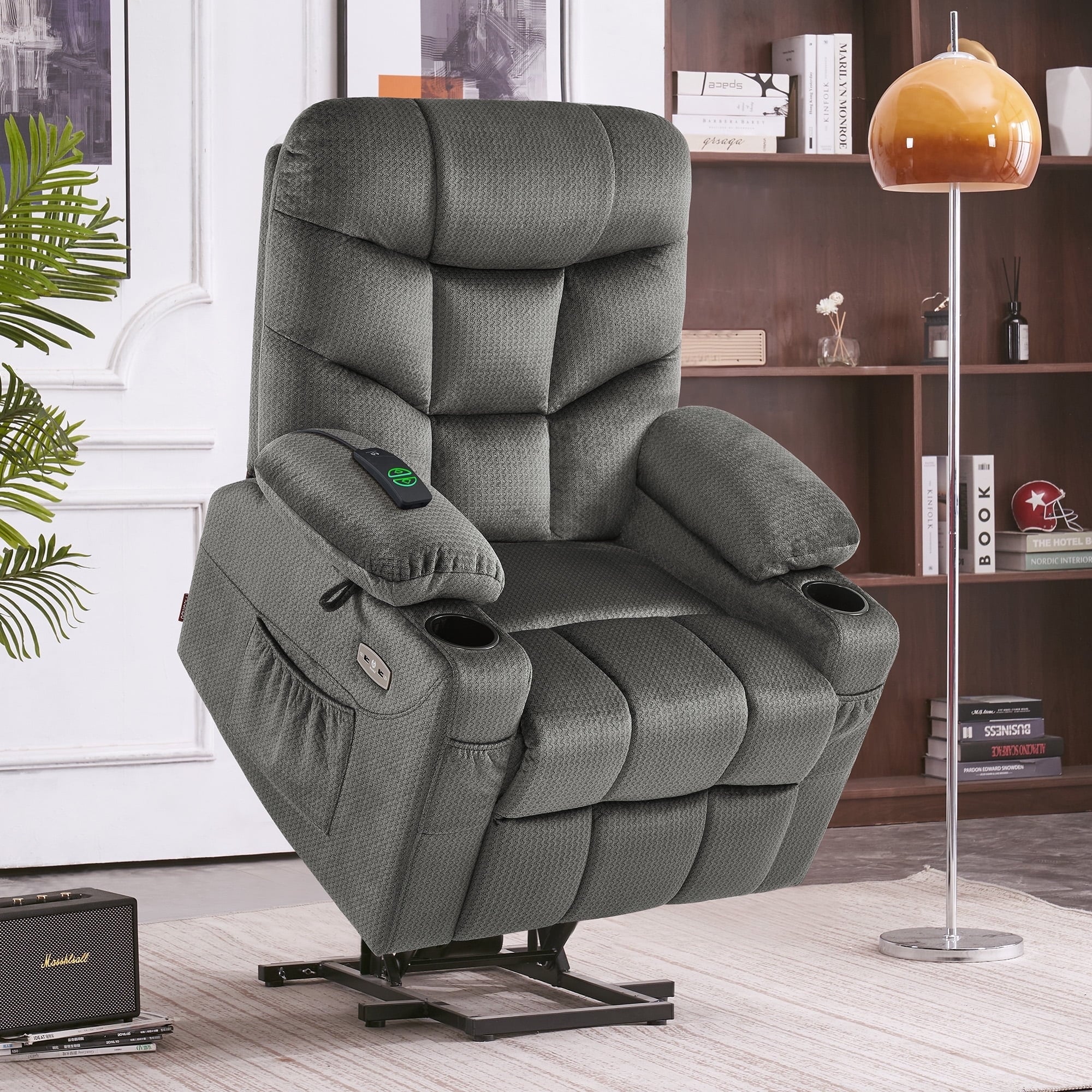 MCombo Power Lift Recliner Chair with Extended Footrest for Elderly Seniors, Fabric