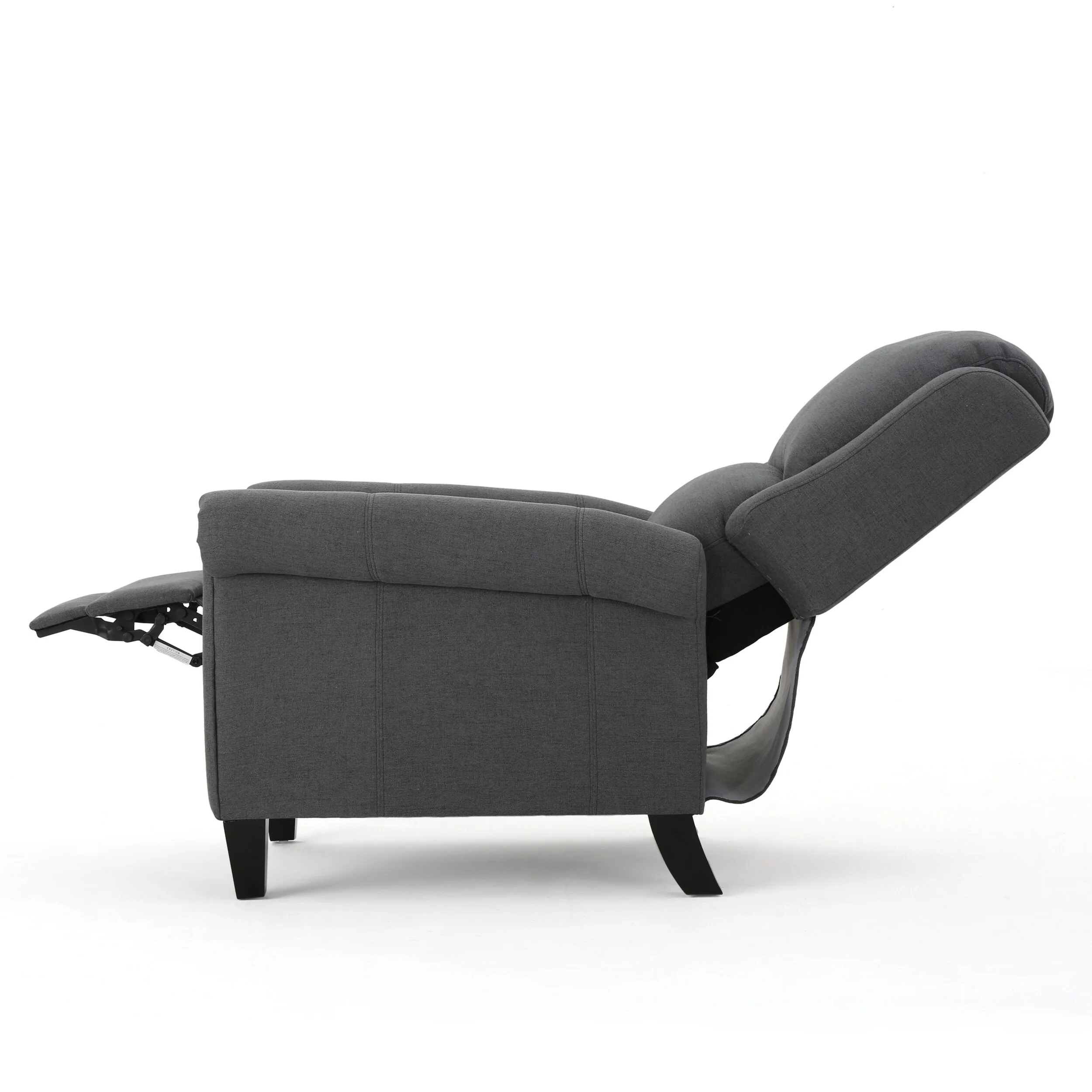Recliner Chair with Push-Back Mechanism and Charcoal Upholstery - Modern Living Room Accent Piece with Easy-Care Fabric