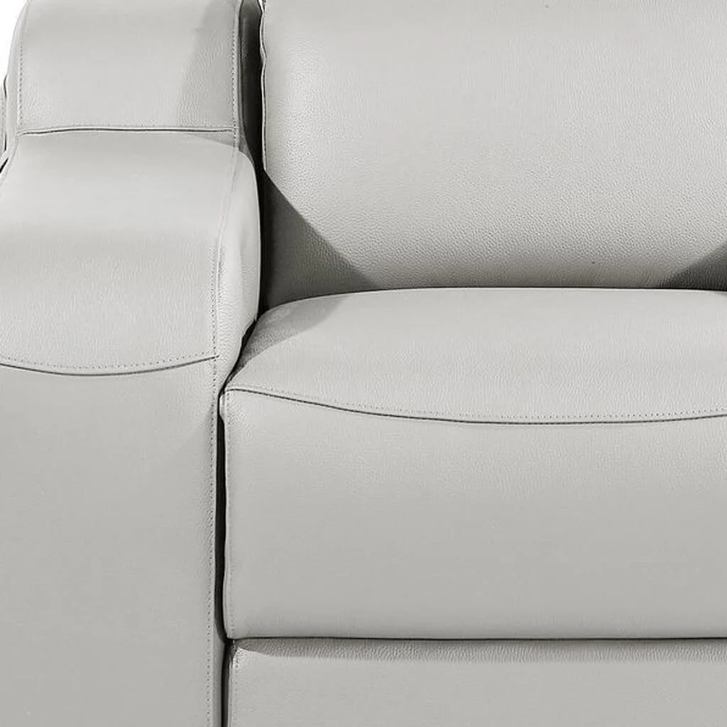 HomeRoots 41 Light Gray Italian Leather Wall Hugger Recliner With USB