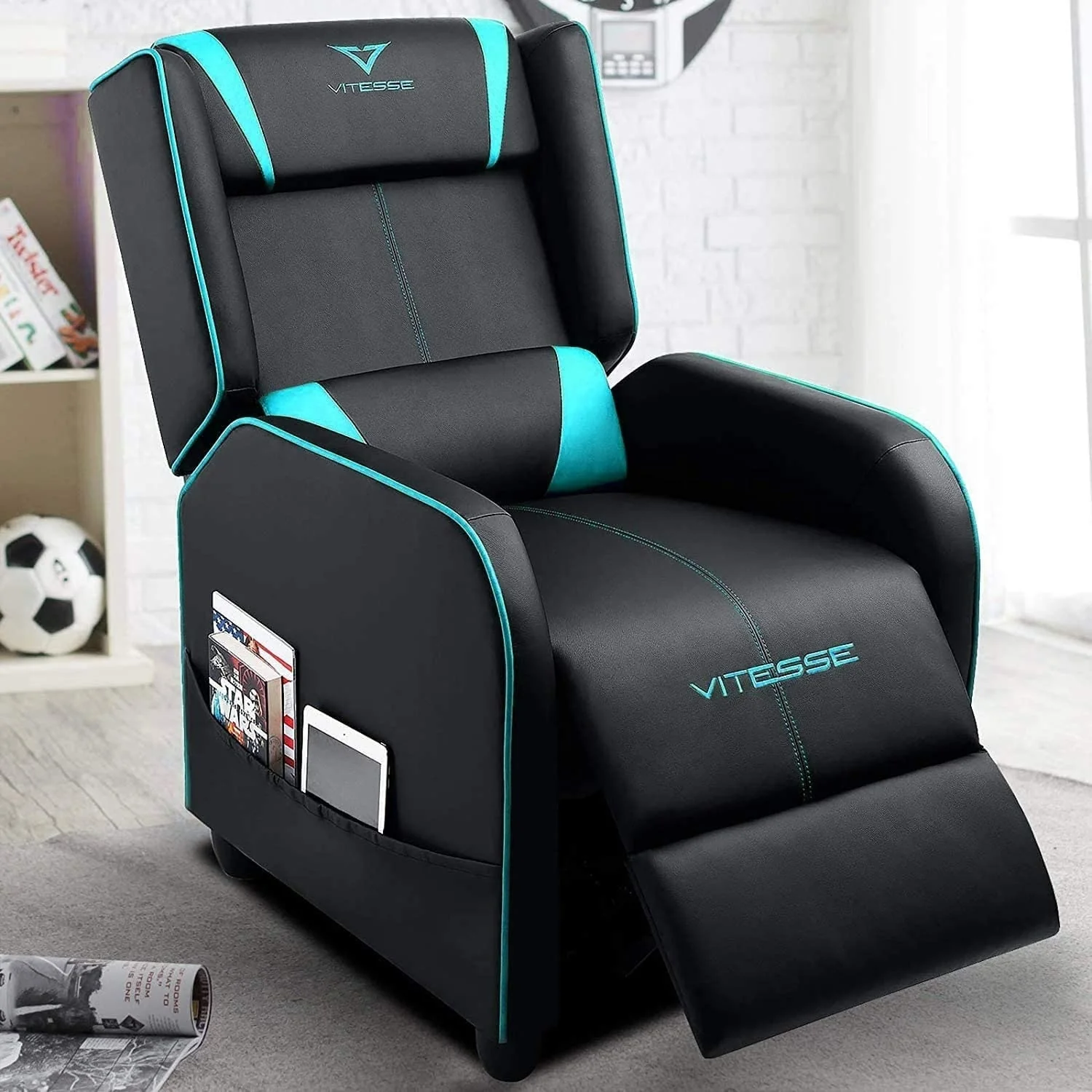 BOSSIN Gaming Recliner Chair Racing Style High Back Chair Living Room Recliners Theater Seating