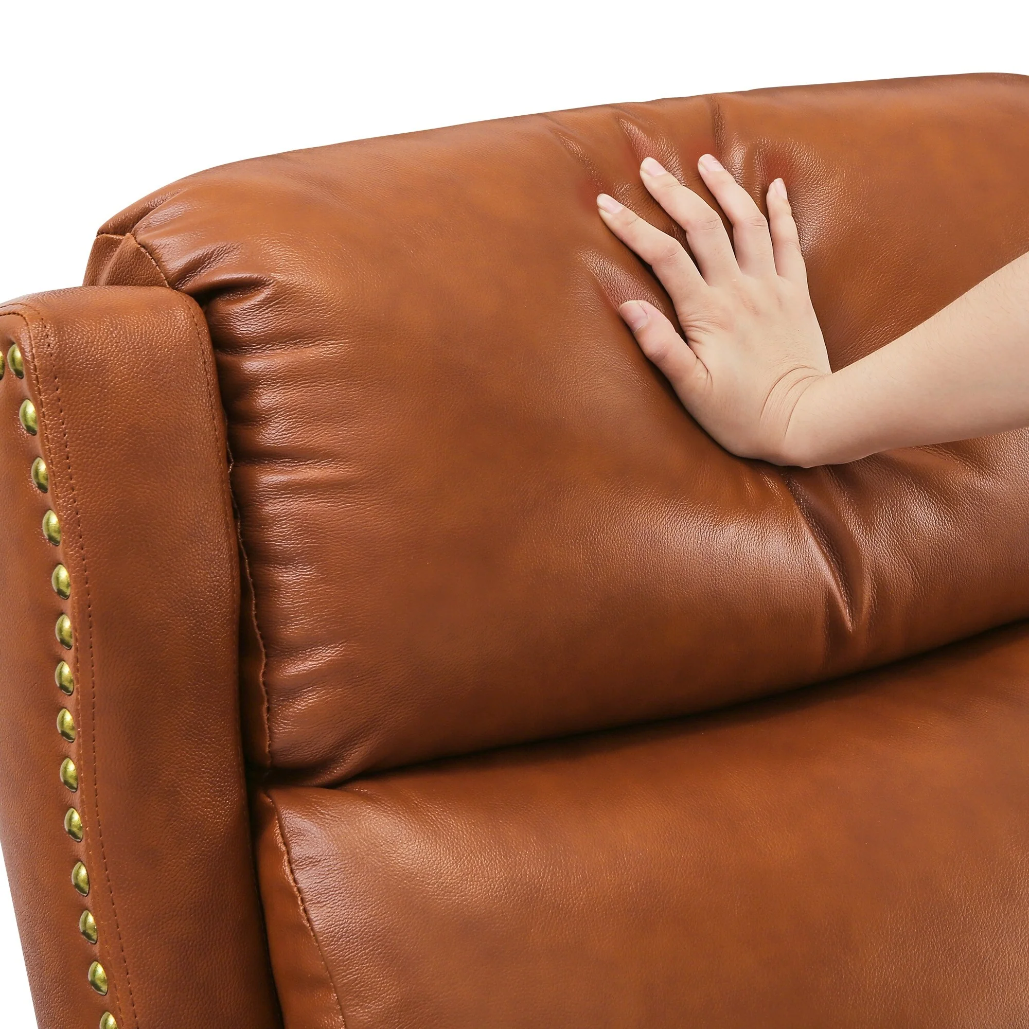 COZYMAN Modern Genuine Leather Push Back Recliner Adjustable Recliner Chair with 3-Position Seat