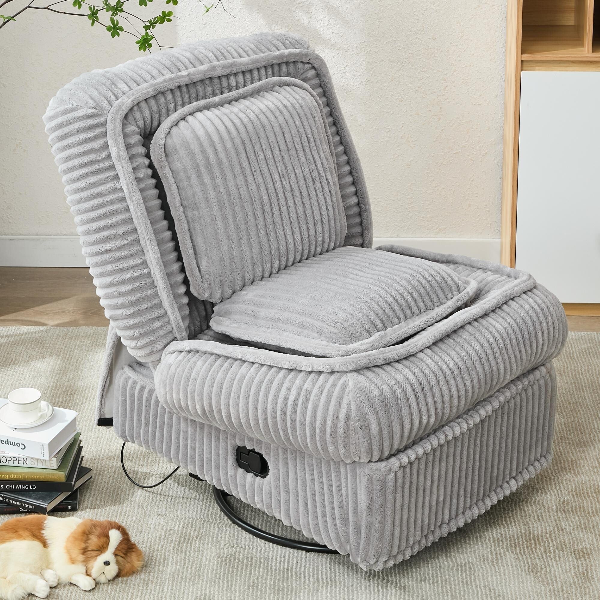 360�� Swivel Rocking Single Sofa,Recliner Sofa, Manual Glider Rocking Armless Chair,Living Room Office