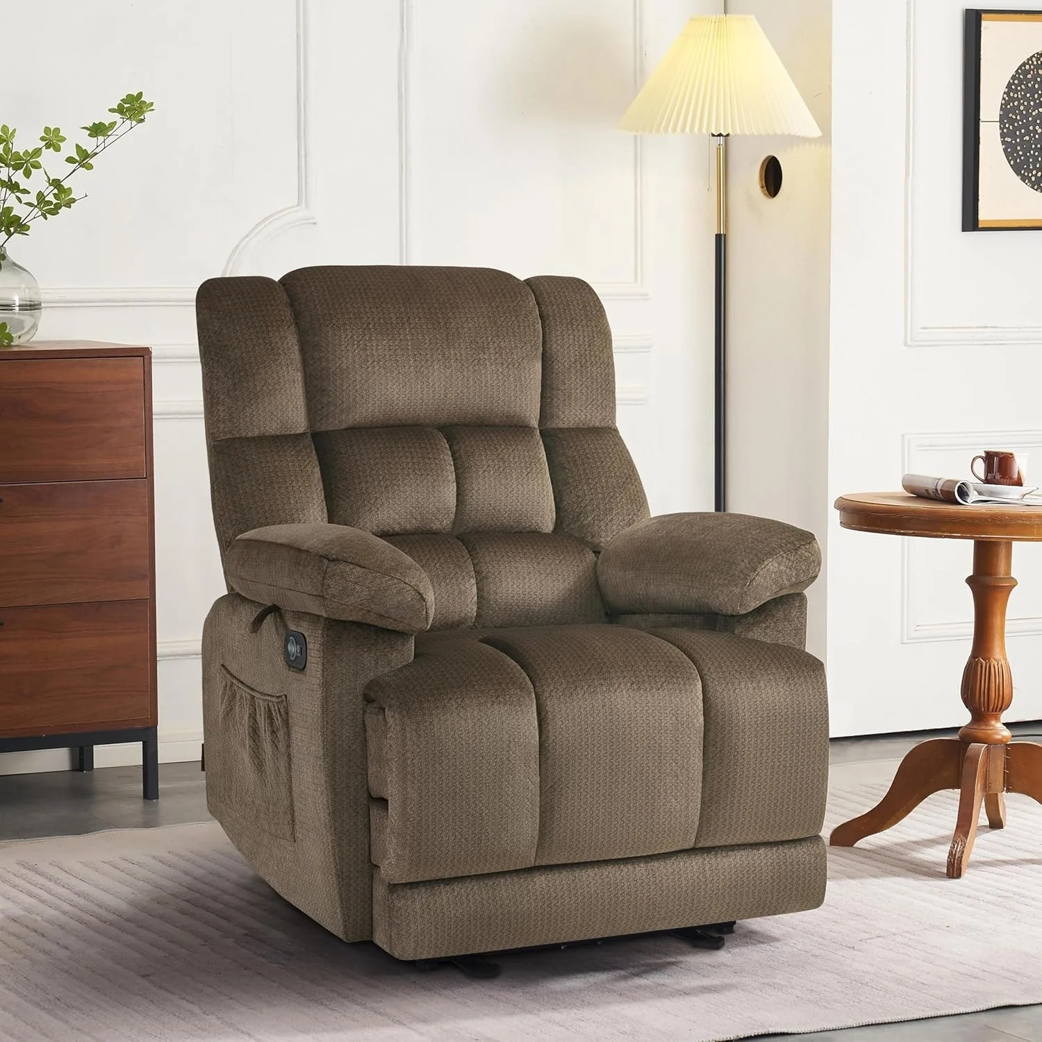 MCombo Electric Power Recliner Chair for Living Room with Heat and Massage, Fabric R6233