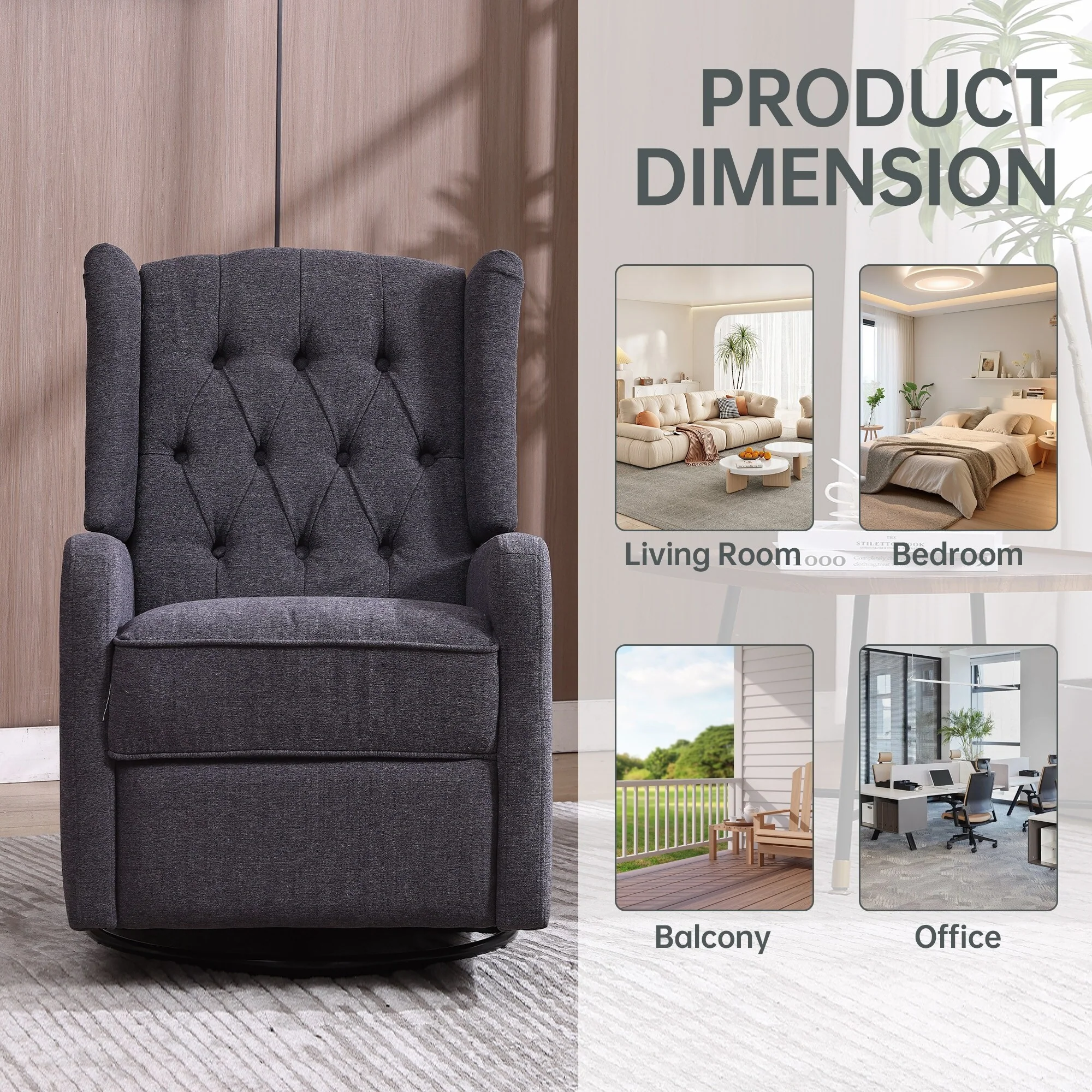 Swivel Recliner Lounge Chair with Footrest, Glider Motion & Ergonomic Design