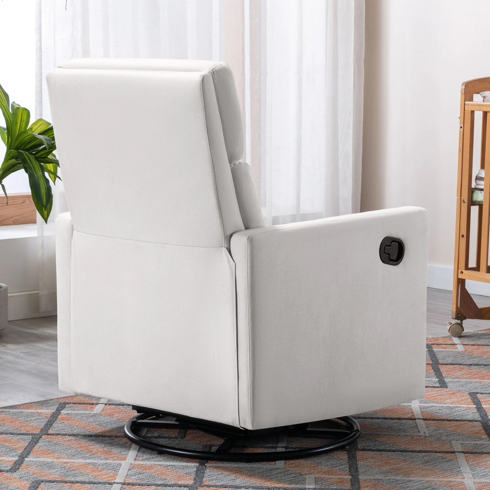 Roomfitters Modern Upholstered Rocker Nursery Chair, Plush Seating Glider Swivel Recliner Chair