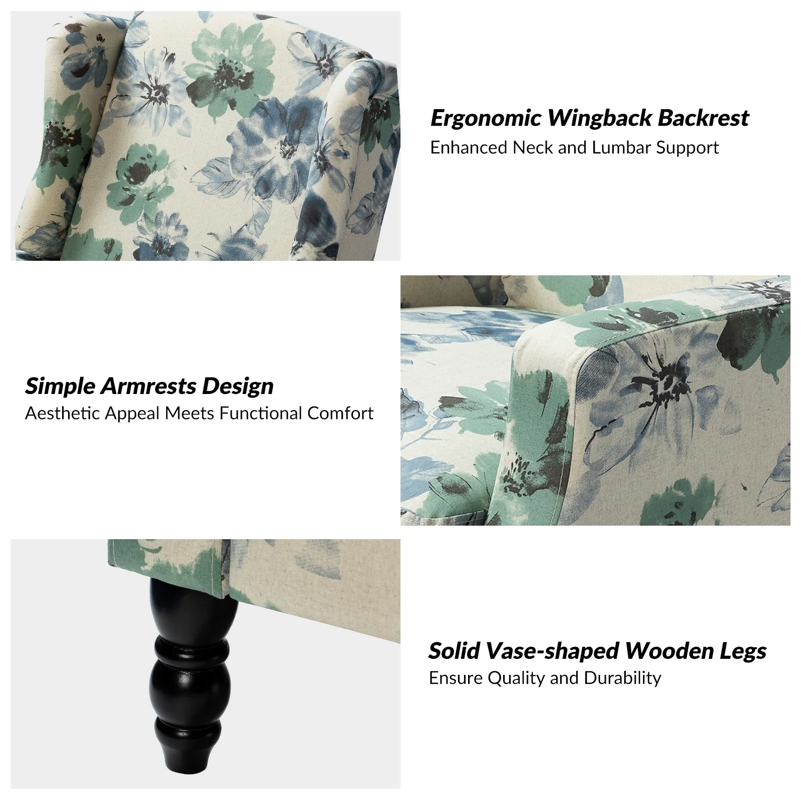 Damaris Mid-Century Modern Manual Pushback Recliner with Wingback Design by HULALA HOME