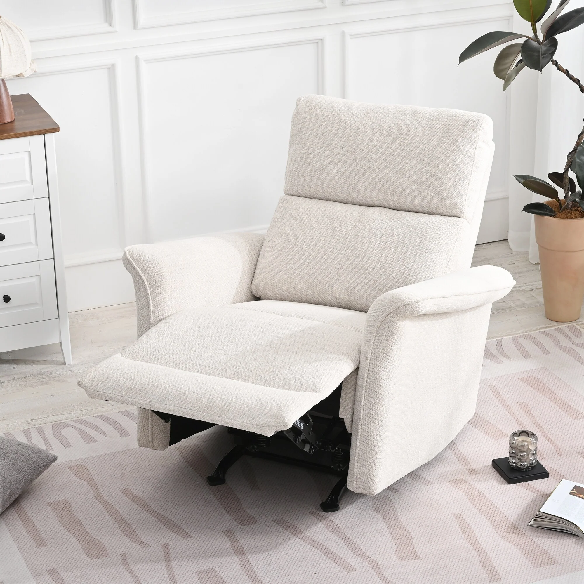 Manual Rocker Recliner Chair,Manual Rocking Glider Recliner,Fabric Nursery Chair,Single Sofa Recliner,Wide Armrests
