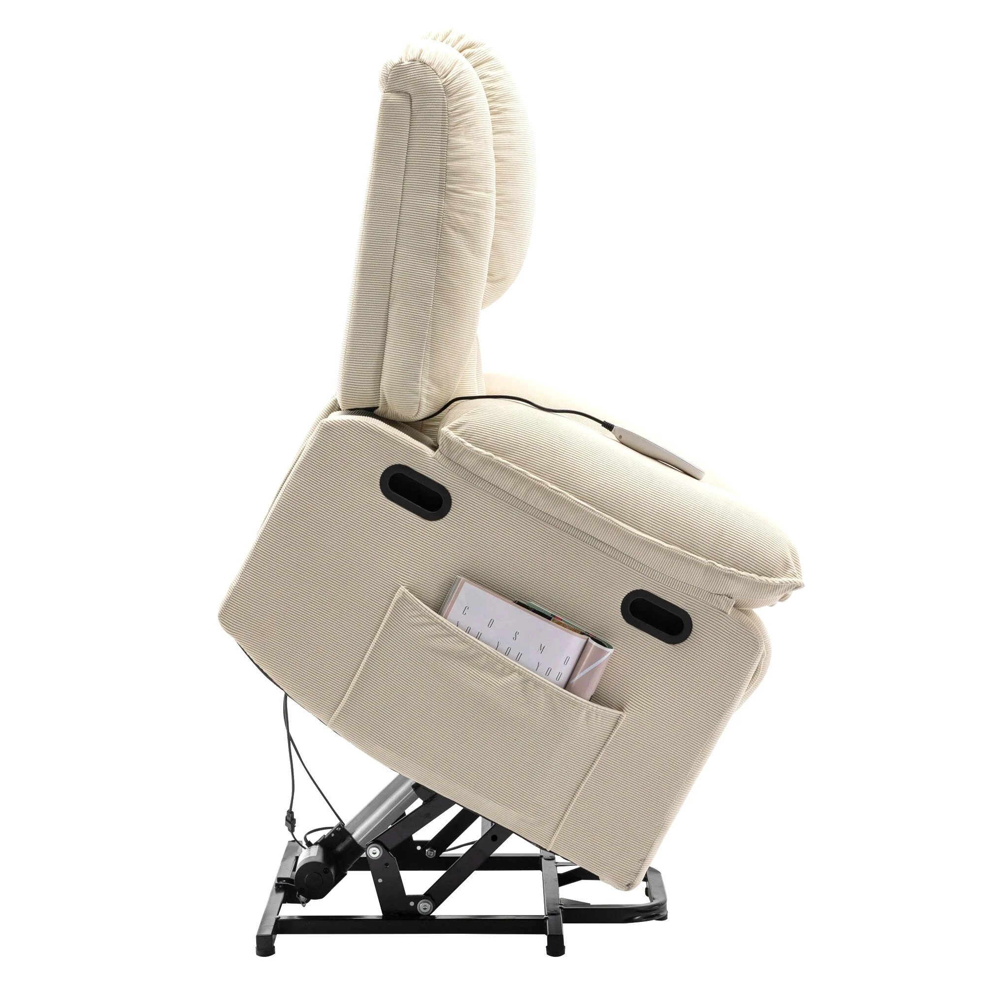 Beige Power Lift Recliner with Massage, Heat, and Adjustable Recline