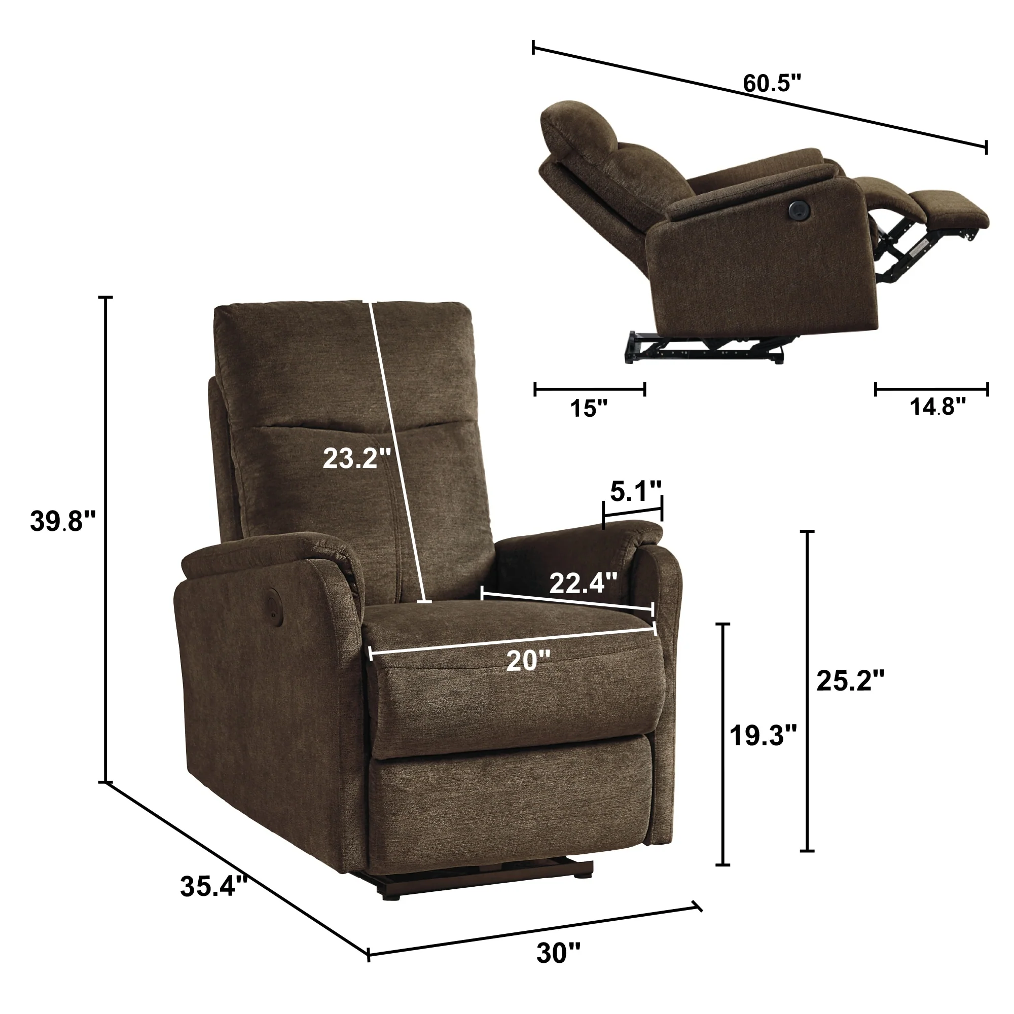 Christopher Knight Home - Hudson Power Recliner Chair with USB Charging
