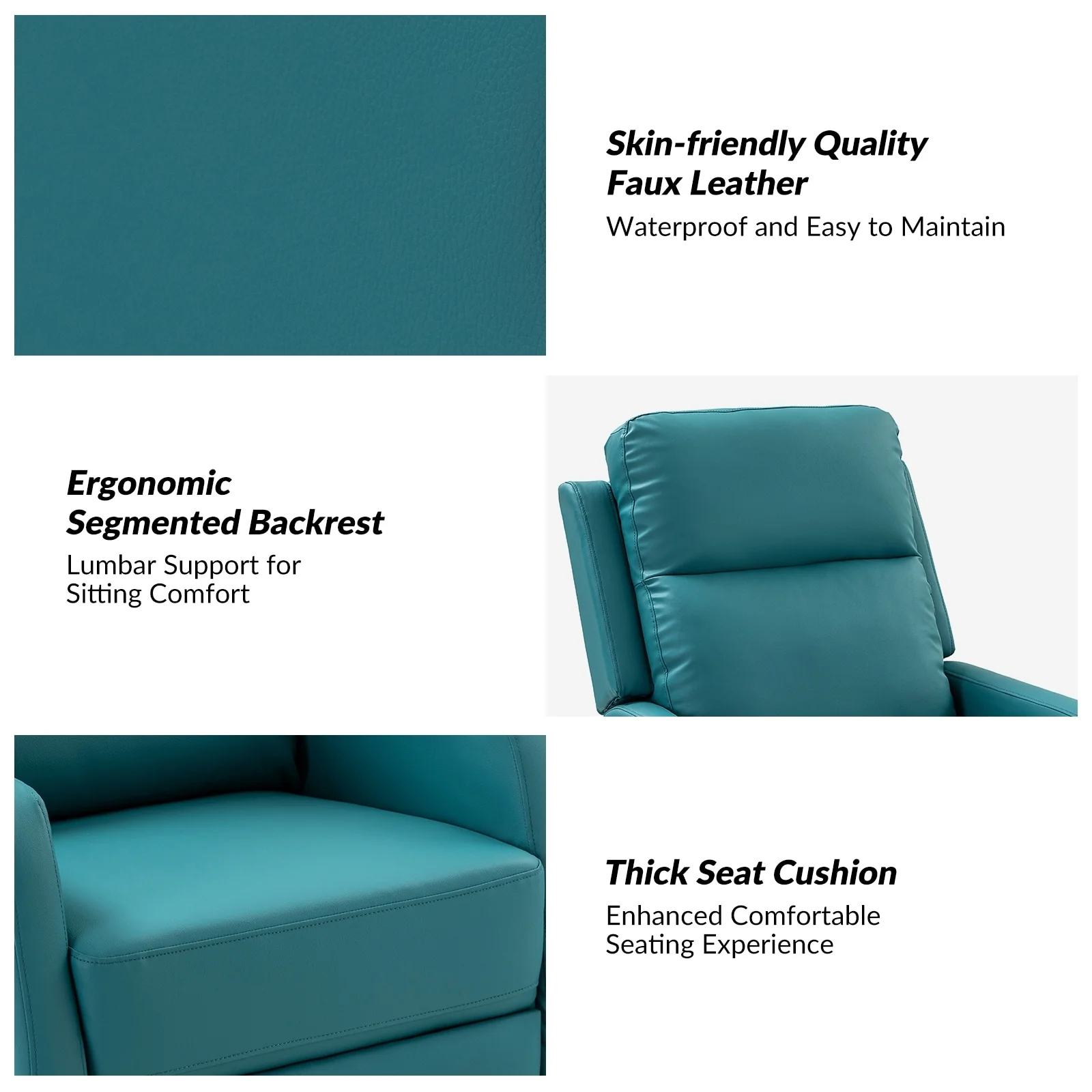 Esteban Modern Faux Leather Manual Rocking Swivel Recliner with Wingback Set of 2