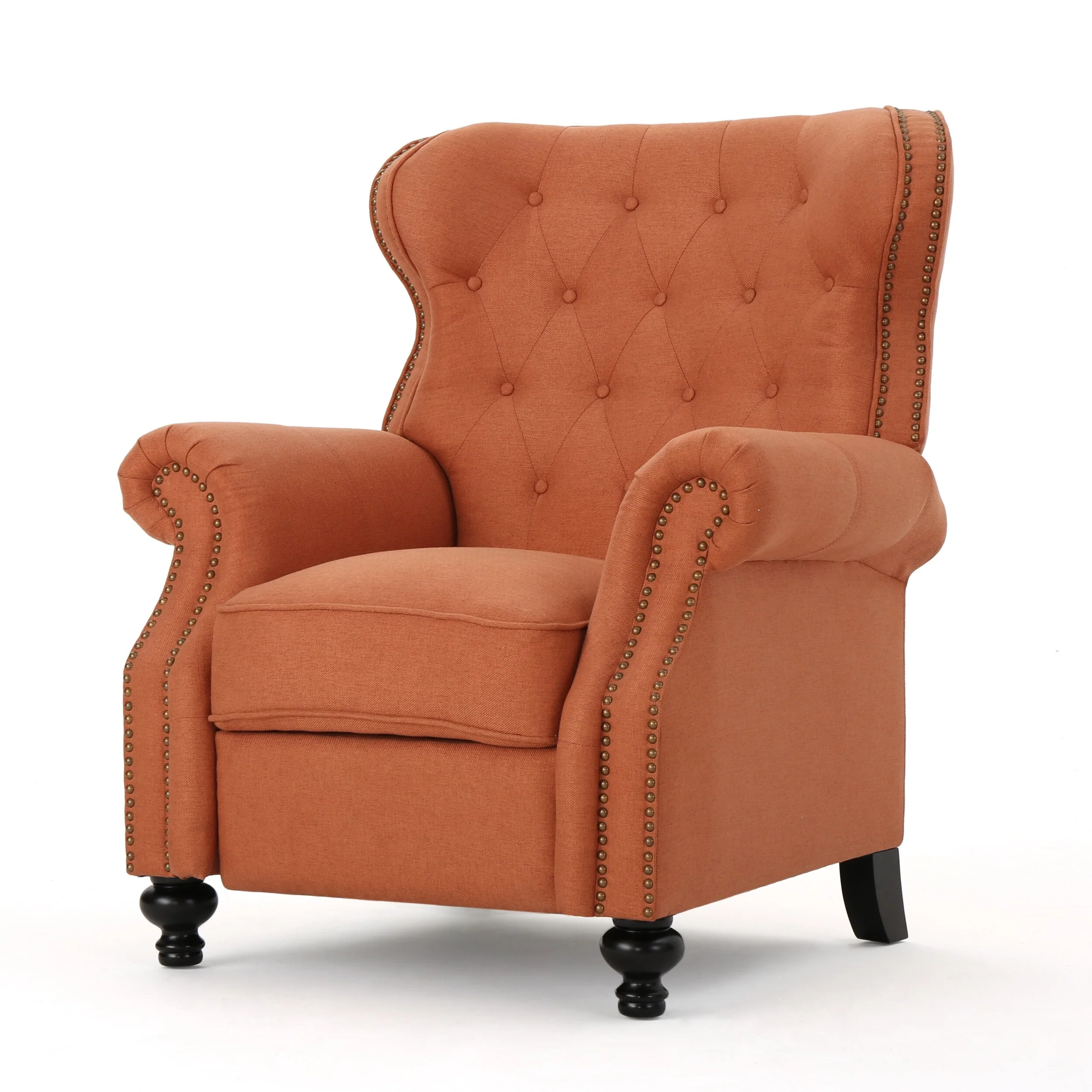 Tufted?Recliner?Chair?-?Diamond?Stitch?Backrest,?Nailhead?Trim?and?Rolled?Arms?