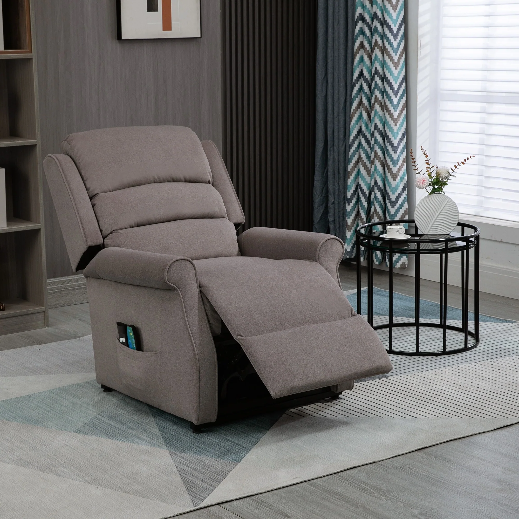 Clihome Chenille Fabric Power Lift Recliner Chair with Massage