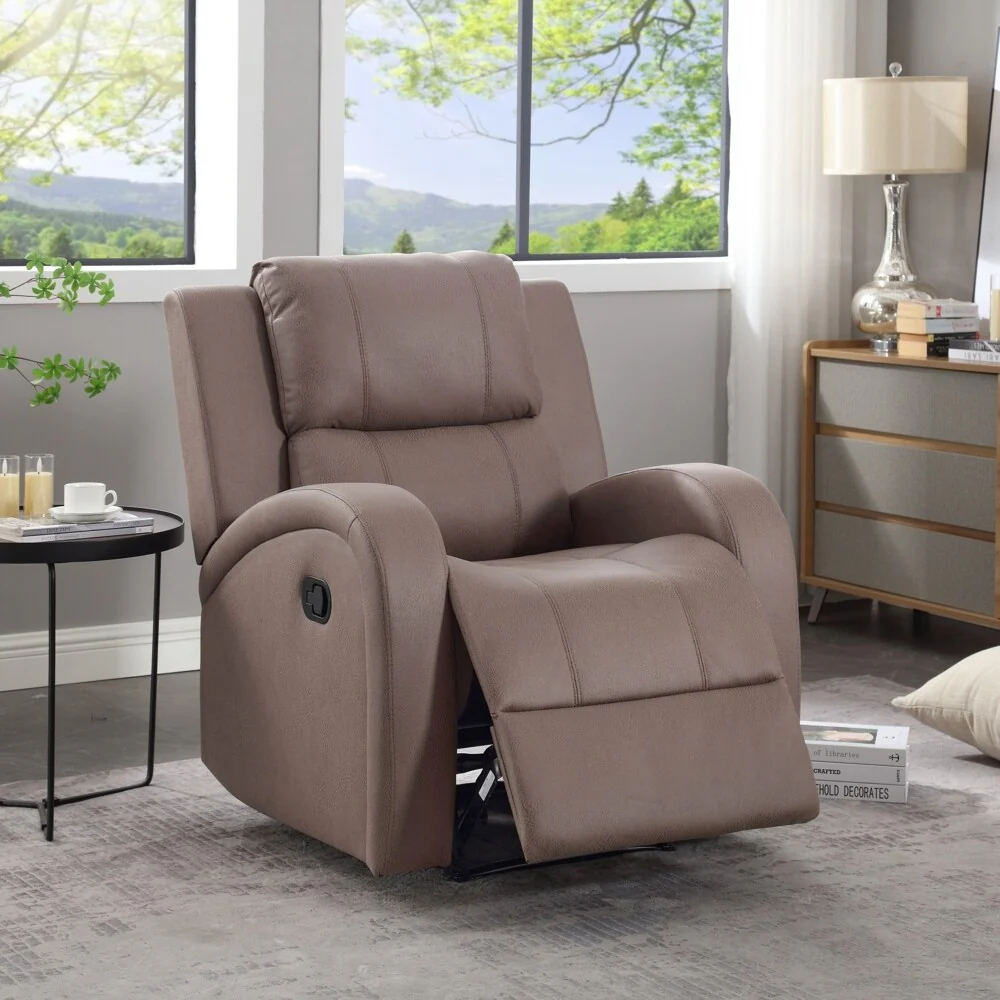 Modern Soft and Faux Leather Manual Recliner Chair