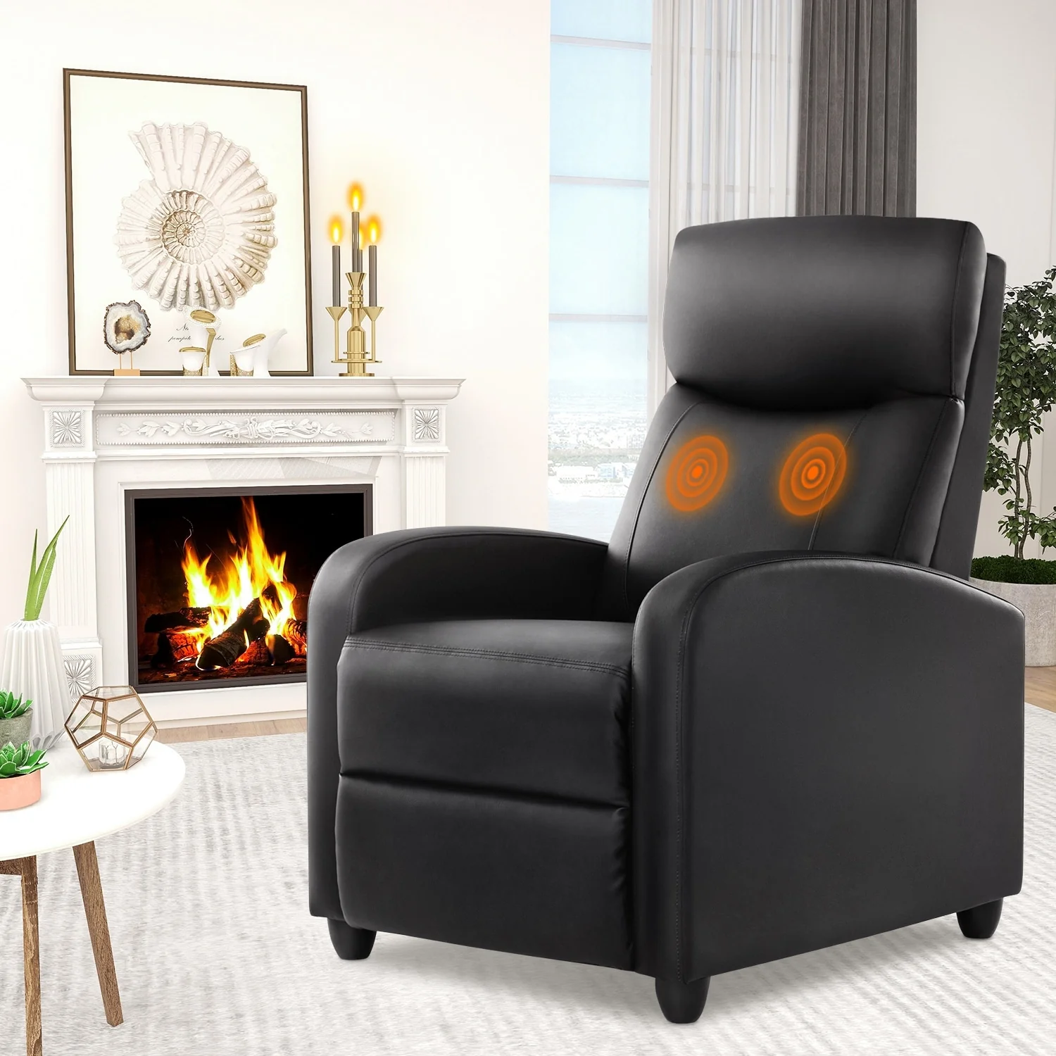 Adjustable Recliner Chair with 8 Massage Modes and Lumbar Support for Relaxation and Home Theater Use