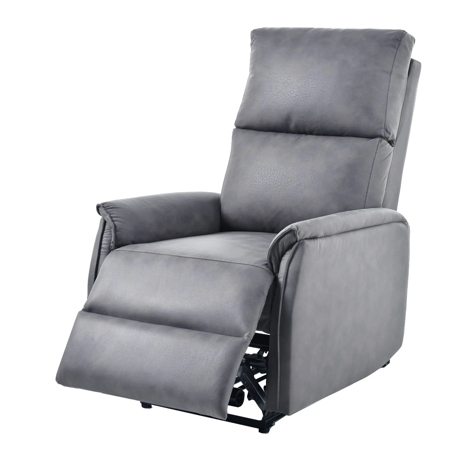 Grey Electric Reclining Chair with USB, Side Control, and Compact Design