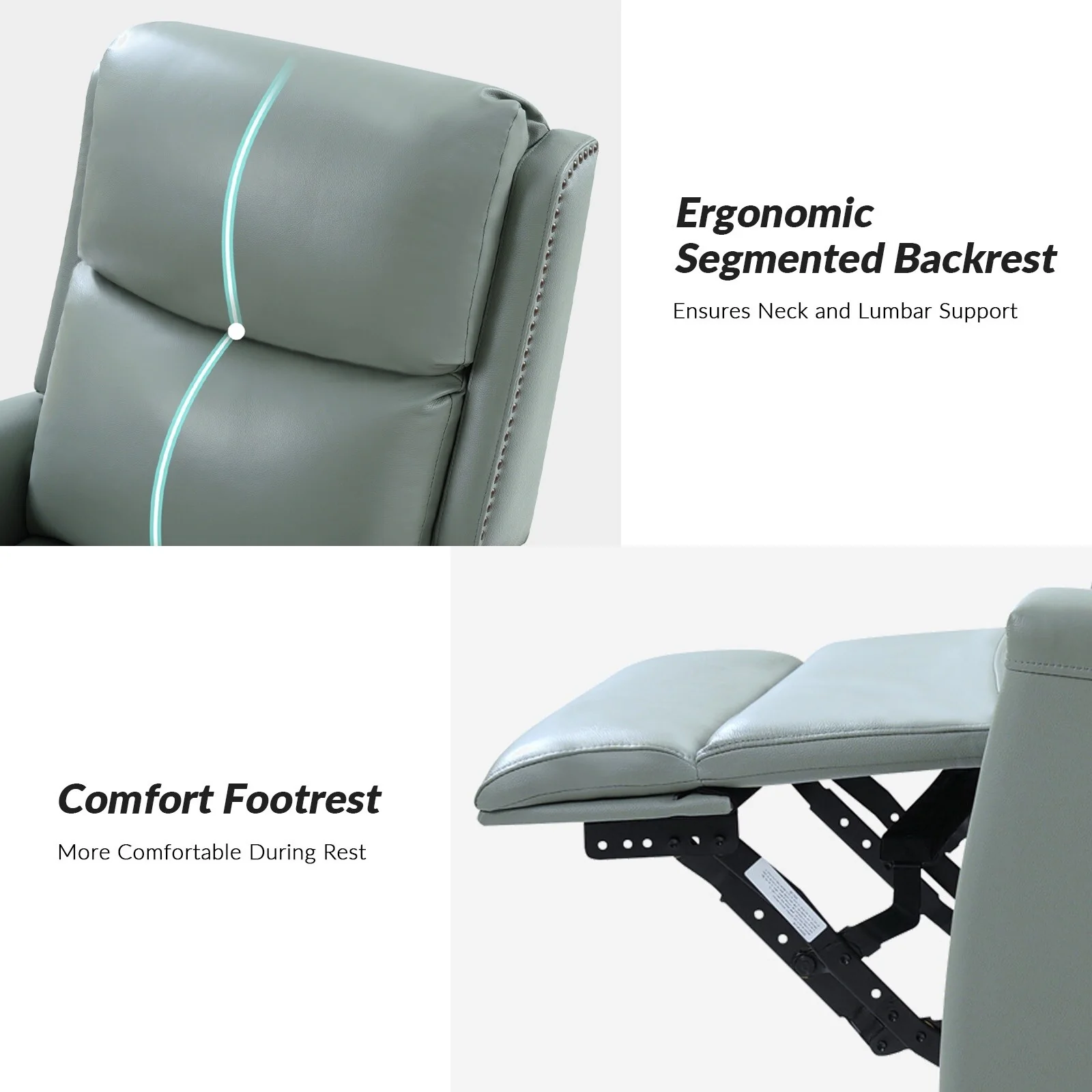 Fiacro 30.31Wide Modern Genuine Leather Wingback Swivel Rocker Recliner with Nailhead Trims