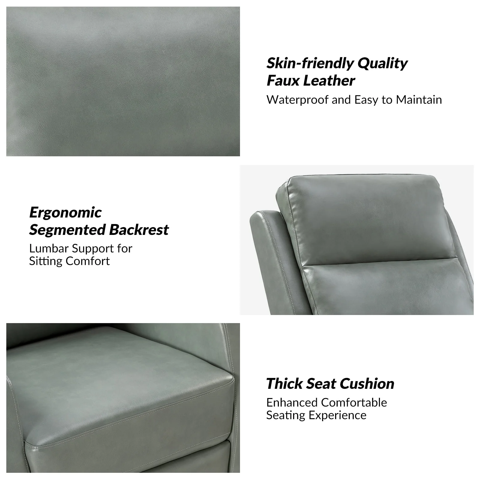 Esteban Modern Faux Leather Manual Rocking Swivel Recliner with Wingback