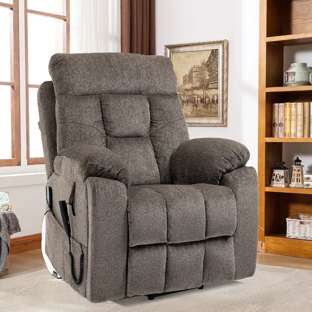 Power Lift Recliner Chair with Massage and Heat for Elder,Bigmen Electric Recliner Dual Motor Cup Holders,Side Pocket