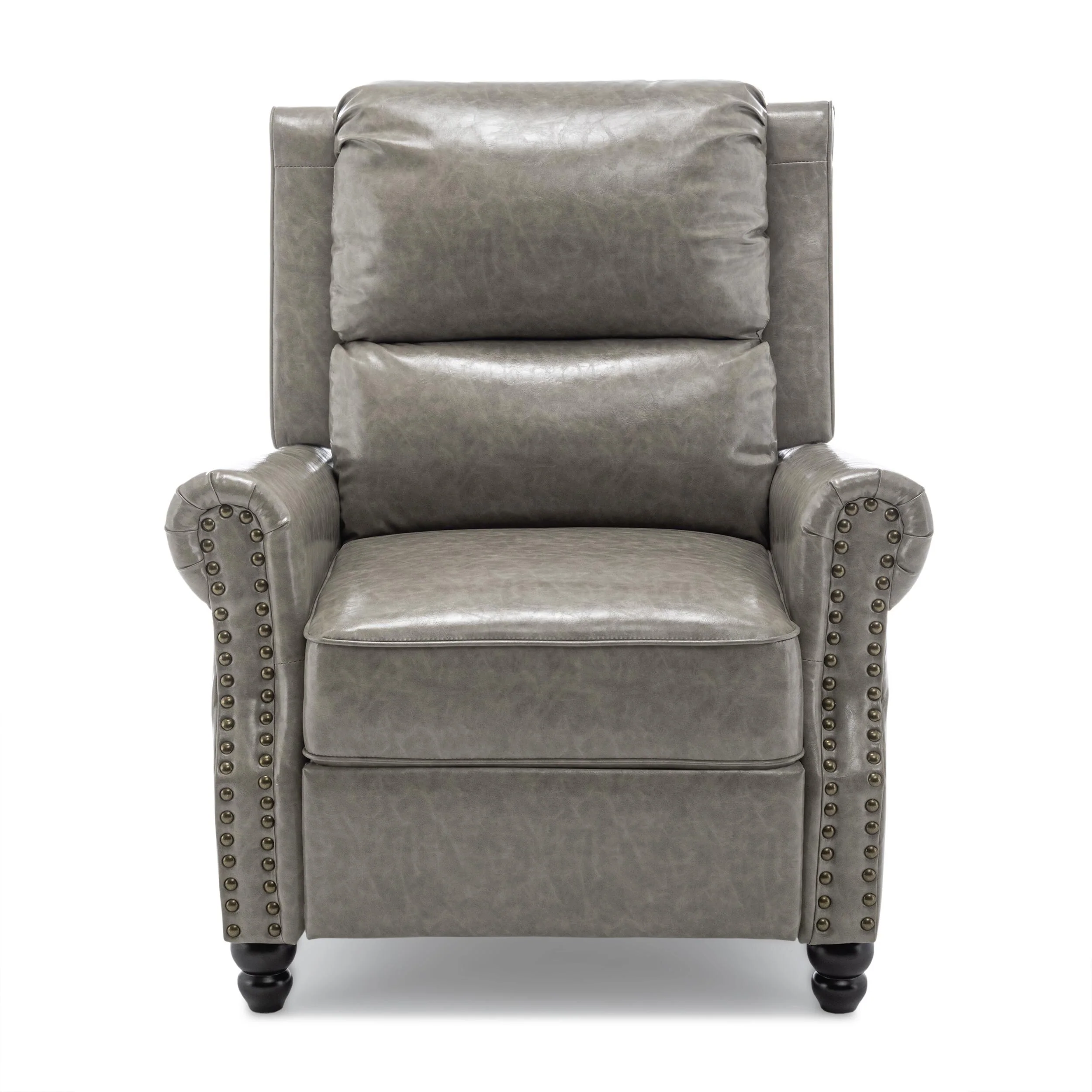Mid-Century Nailhead PU Leather Linen Recliner